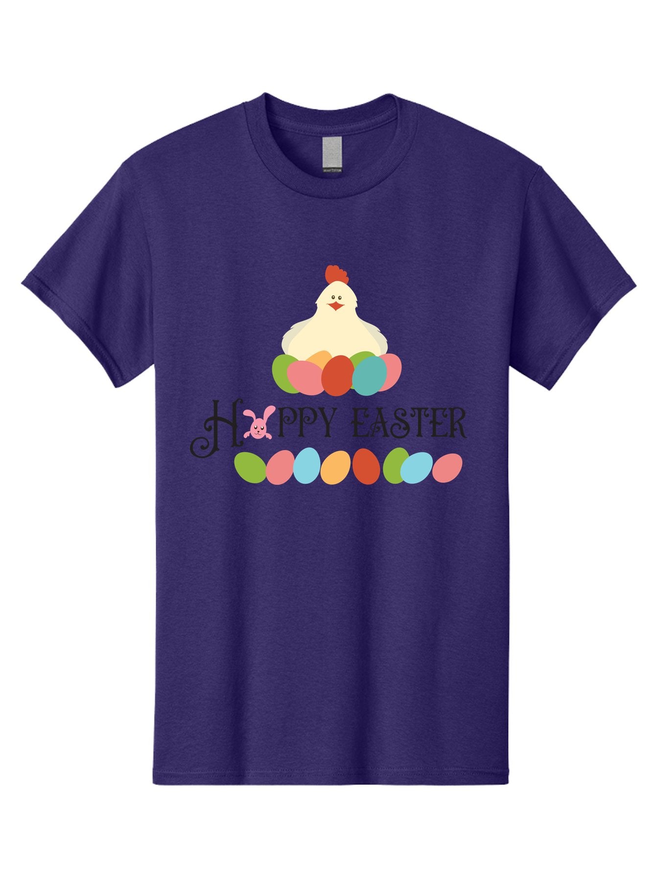 Happy-Easter Men'S Graphic Tee, 100% Cotton, Comfortable Casual Summer Wear, Machine Washable, Easter Eggs, Happy Easter, Easter Bunny, Easter Egg Hunt, Easter Celebration, Colorful Eggs, Spring Season, Chickens And Eggs Aac796 4
