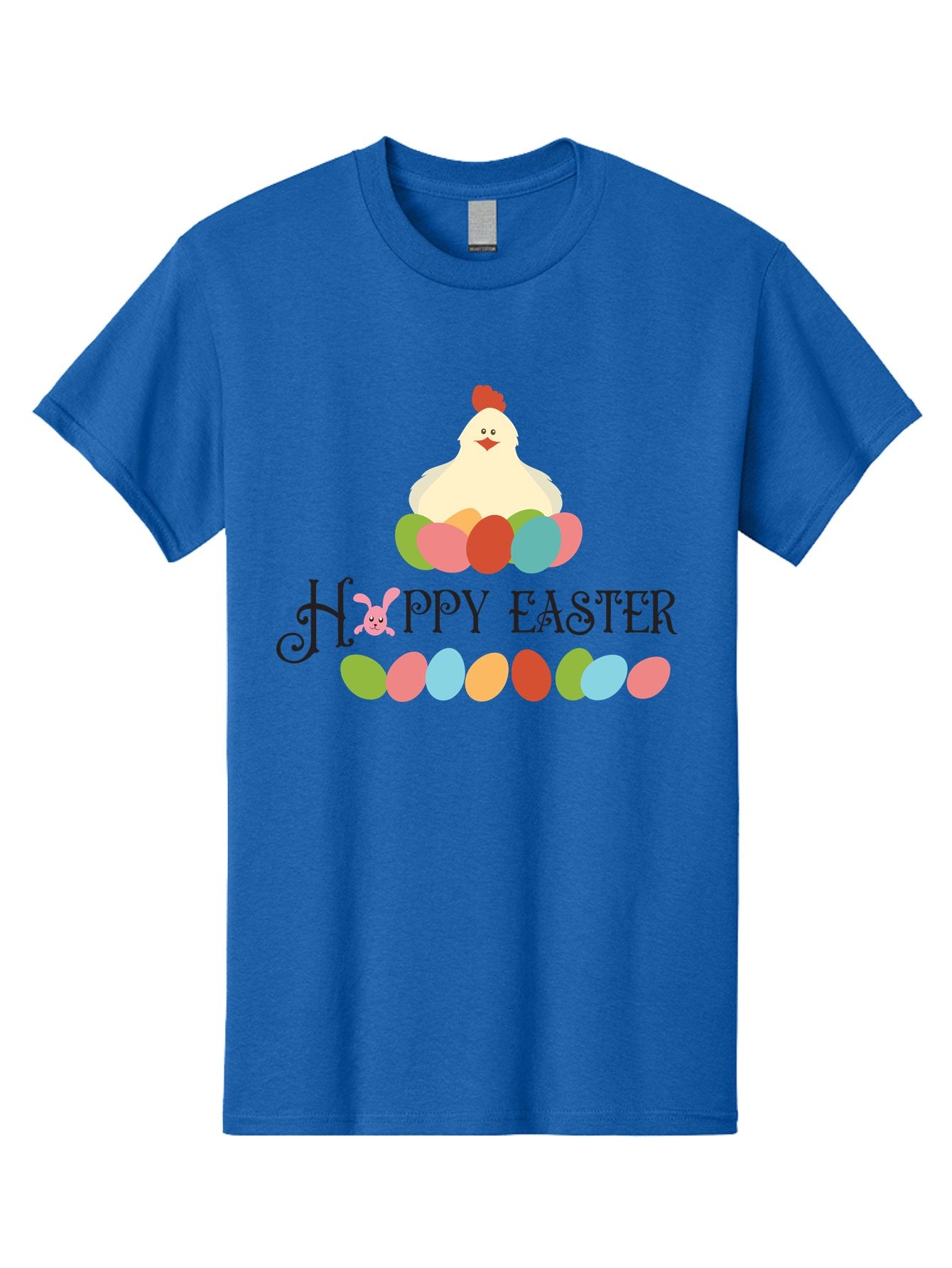 Happy-Easter Men'S Graphic Tee, 100% Cotton, Comfortable Casual Summer Wear, Machine Washable, Easter Eggs, Happy Easter, Easter Bunny, Easter Egg Hunt, Easter Celebration, Colorful Eggs, Spring Season, Chickens And Eggs Aac796 9
