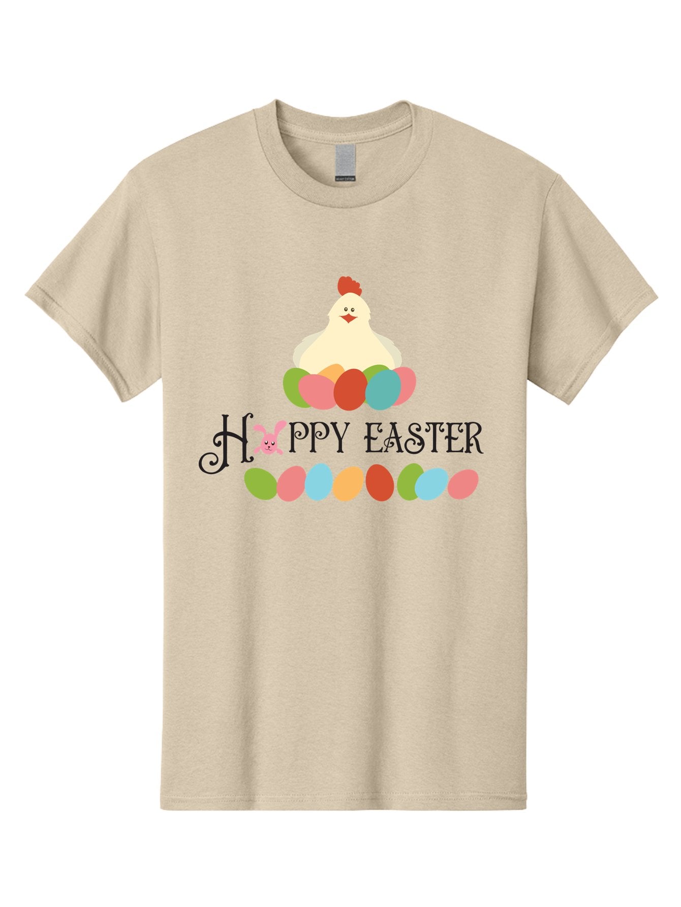 Happy-Easter Men'S Graphic Tee, 100% Cotton, Comfortable Casual Summer Wear, Machine Washable, Easter Eggs, Happy Easter, Easter Bunny, Easter Egg Hunt, Easter Celebration, Colorful Eggs, Spring Season, Chickens And Eggs Aac796 5