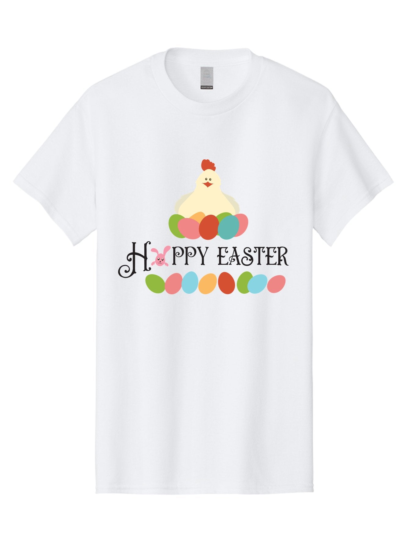 Happy-Easter Men'S Graphic Tee, 100% Cotton, Comfortable Casual Summer Wear, Machine Washable, Easter Eggs, Happy Easter, Easter Bunny, Easter Egg Hunt, Easter Celebration, Colorful Eggs, Spring Season, Chickens And Eggs Aac796 8