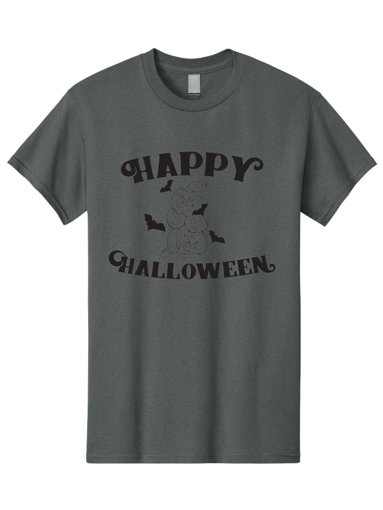 Happy-Halloween Men'S Graphic Tee, 100% Cotton, Comfortable Casual Summer Wear, Machine Washable, Halloween Pumpkins, Jack O' Lanterns, Spooky Bats, Pumpkin Stack, Witch Hat, Halloween Graphics, Halloween Illustrations, Seasonal Design, Aac797 3