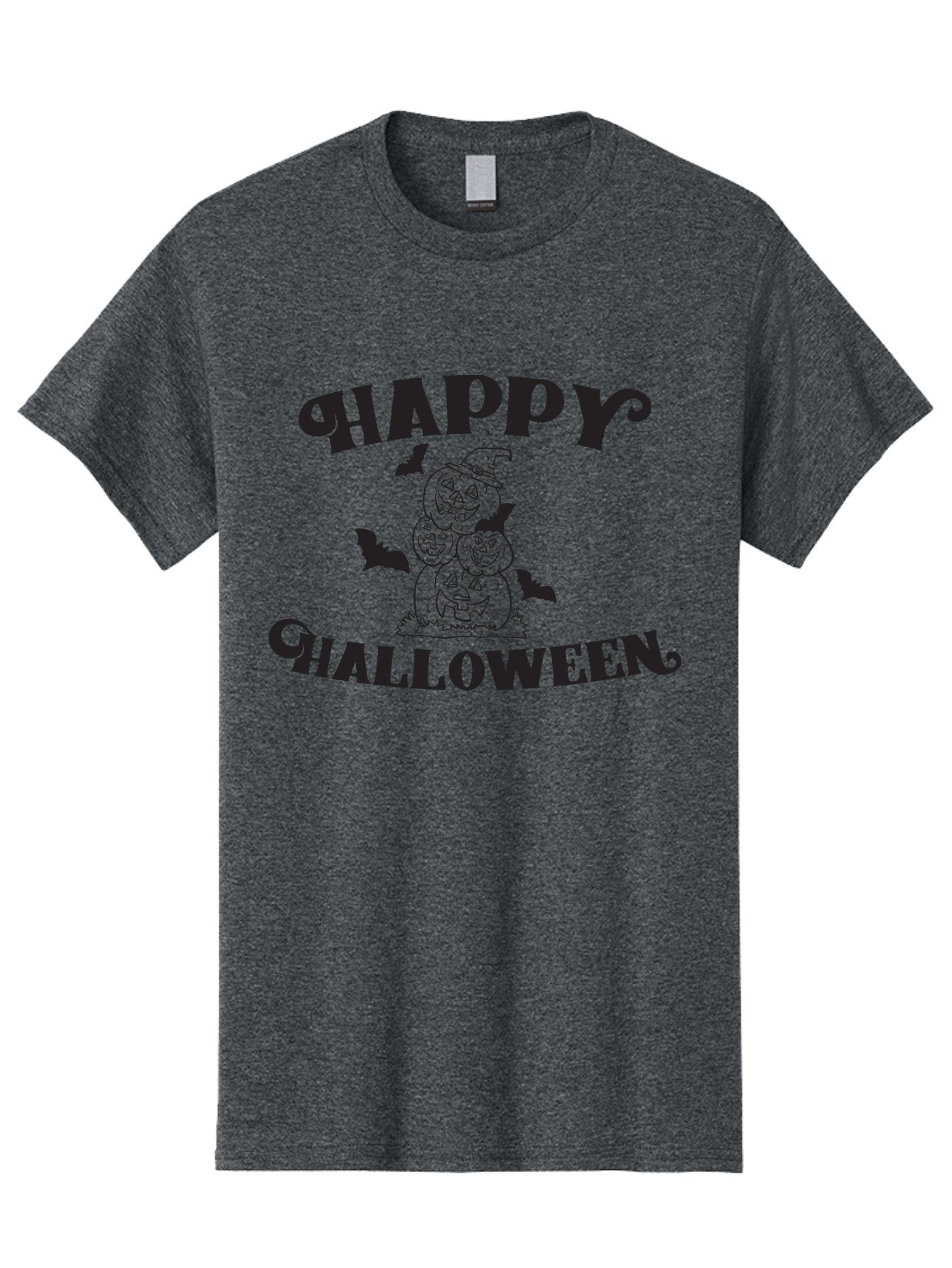 Happy-Halloween Men'S Graphic Tee, 100% Cotton, Comfortable Casual Summer Wear, Machine Washable, Halloween Pumpkins, Jack O' Lanterns, Spooky Bats, Pumpkin Stack, Witch Hat, Halloween Graphics, Halloween Illustrations, Seasonal Design, Aac797 7