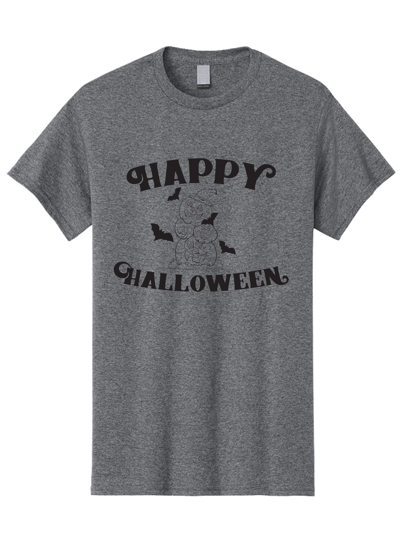 Happy-Halloween Men'S Graphic Tee, 100% Cotton, Comfortable Casual Summer Wear, Machine Washable, Halloween Pumpkins, Jack O' Lanterns, Spooky Bats, Pumpkin Stack, Witch Hat, Halloween Graphics, Halloween Illustrations, Seasonal Design, Aac797 7
