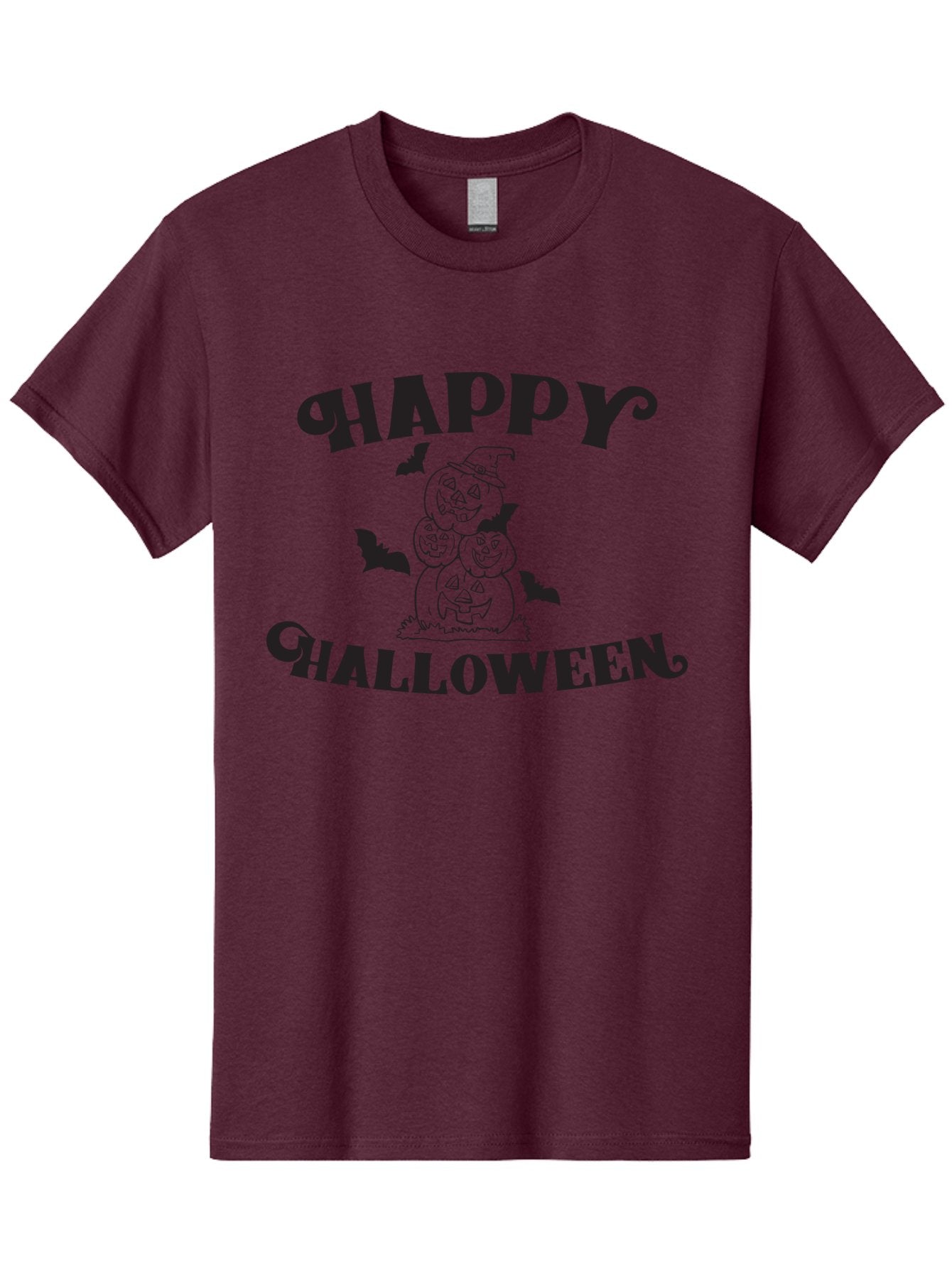 Happy-Halloween Men'S Graphic Tee, 100% Cotton, Comfortable Casual Summer Wear, Machine Washable, Halloween Pumpkins, Jack O' Lanterns, Spooky Bats, Pumpkin Stack, Witch Hat, Halloween Graphics, Halloween Illustrations, Seasonal Design, Aac797 5