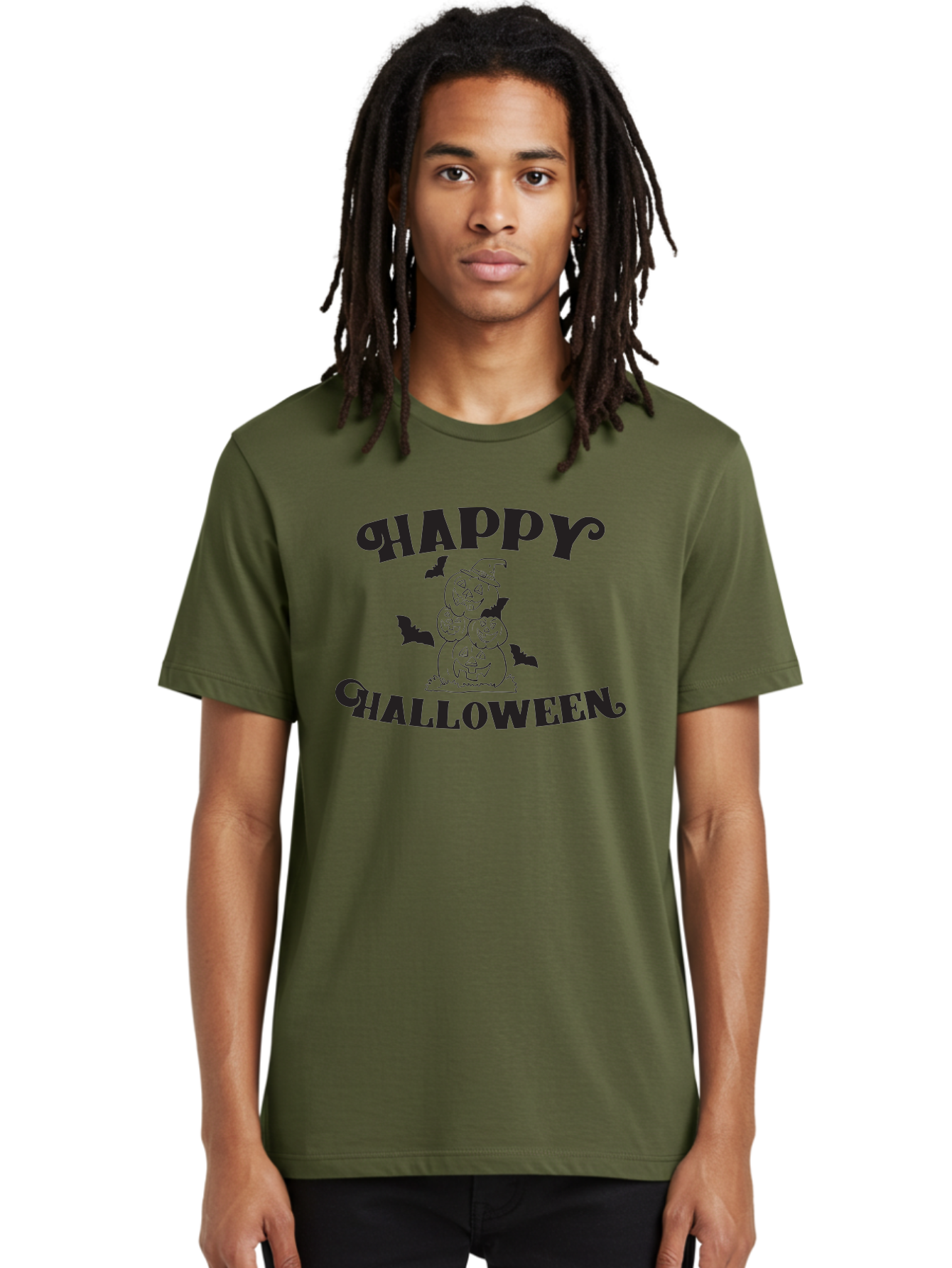 Happy-Halloween Men'S Graphic Tee, 100% Cotton, Comfortable Casual Summer Wear, Machine Washable, Halloween Pumpkins, Jack O' Lanterns, Spooky Bats, Pumpkin Stack, Witch Hat, Halloween Graphics, Halloween Illustrations, Seasonal Design, Aac797 24
