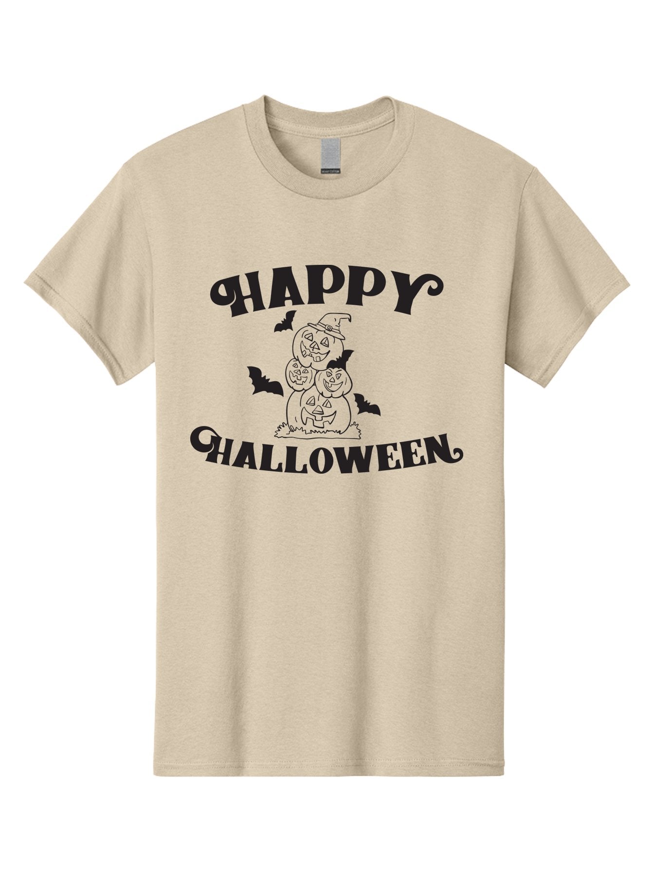 Happy-Halloween Men'S Graphic Tee, 100% Cotton, Comfortable Casual Summer Wear, Machine Washable, Halloween Pumpkins, Jack O' Lanterns, Spooky Bats, Pumpkin Stack, Witch Hat, Halloween Graphics, Halloween Illustrations, Seasonal Design, Aac797 3