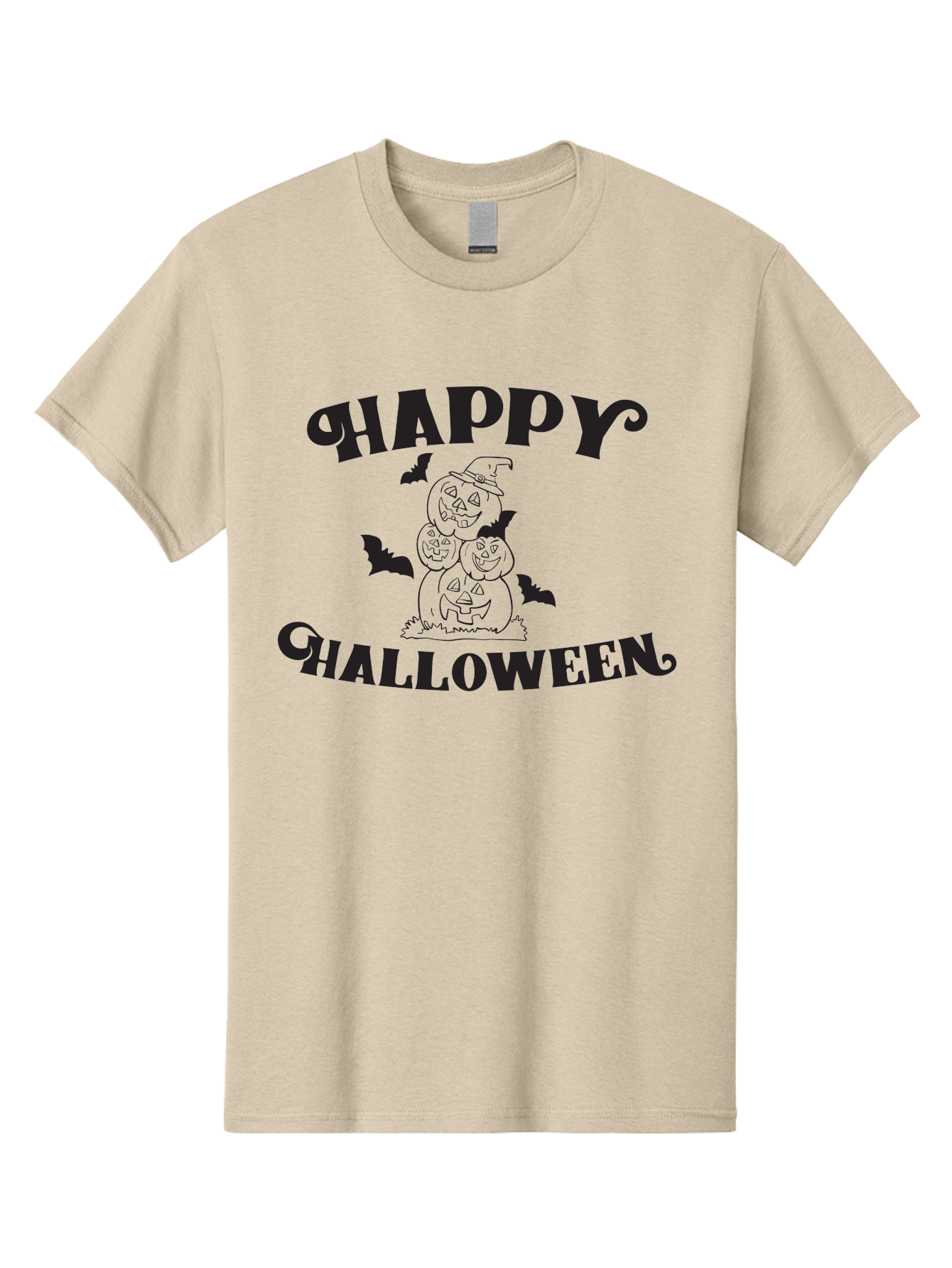 Happy-Halloween Men'S Graphic Tee, 100% Cotton, Comfortable Casual Summer Wear, Machine Washable, Halloween Pumpkins, Jack O' Lanterns, Spooky Bats, Pumpkin Stack, Witch Hat, Halloween Graphics, Halloween Illustrations, Seasonal Design, Aac797 17