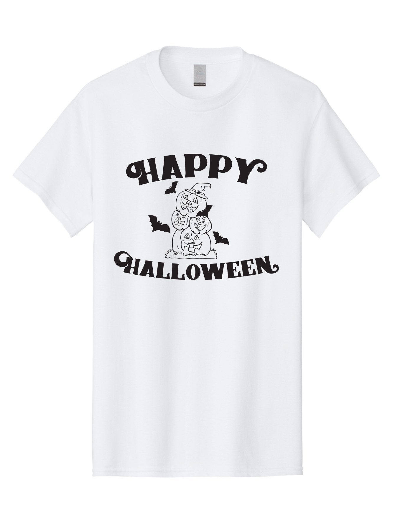Happy-Halloween Men'S Graphic Tee, 100% Cotton, Comfortable Casual Summer Wear, Machine Washable, Halloween Pumpkins, Jack O' Lanterns, Spooky Bats, Pumpkin Stack, Witch Hat, Halloween Graphics, Halloween Illustrations, Seasonal Design, Aac797 9