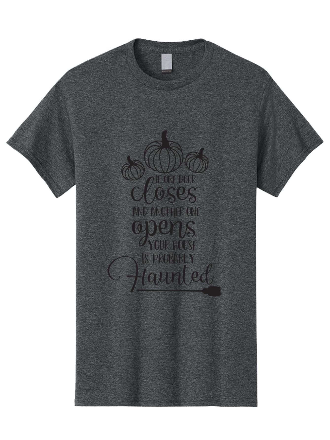 Haunted-House-Quote Men'S Graphic Tee, 100% Cotton, Comfortable Casual Summer Wear, Machine Washable, Halloween Quote, Spooky Sayings, Haunted House, Autumn Decorations, Pumpkin Illustrations, Black Silhouettes, Witch'S Broom, Fall Vibes, Aac799 14