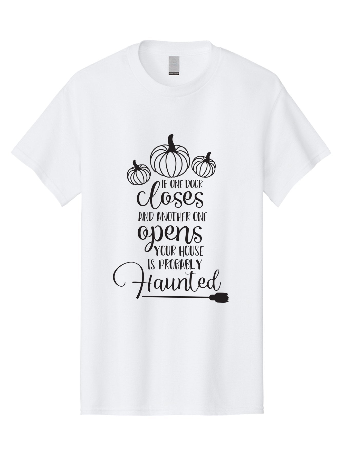 Haunted-House-Quote Men'S Graphic Tee, 100% Cotton, Comfortable Casual Summer Wear, Machine Washable, Halloween Quote, Spooky Sayings, Haunted House, Autumn Decorations, Pumpkin Illustrations, Black Silhouettes, Witch'S Broom, Fall Vibes, Aac799 6
