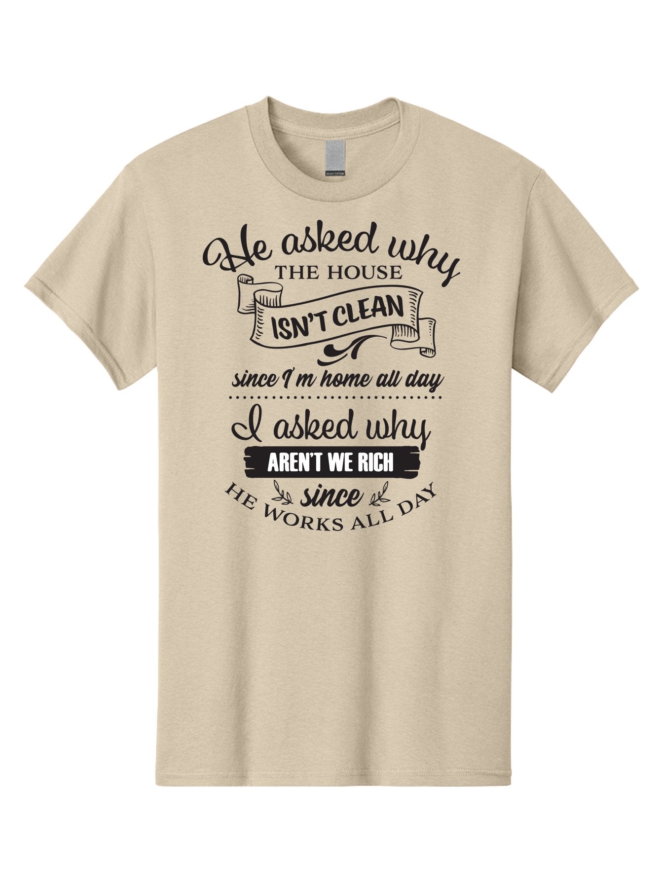 He-Asked-Why Men'S Graphic Tee, 100% Cotton, Comfortable Casual Summer Wear, Machine Washable, Funny Quote, Sarcastic Saying, Household Chores, Work-Life Balance, Humorous Graphics, Witty Phrases, Relatable Quotes, Cleaning Humor, Aac801 5
