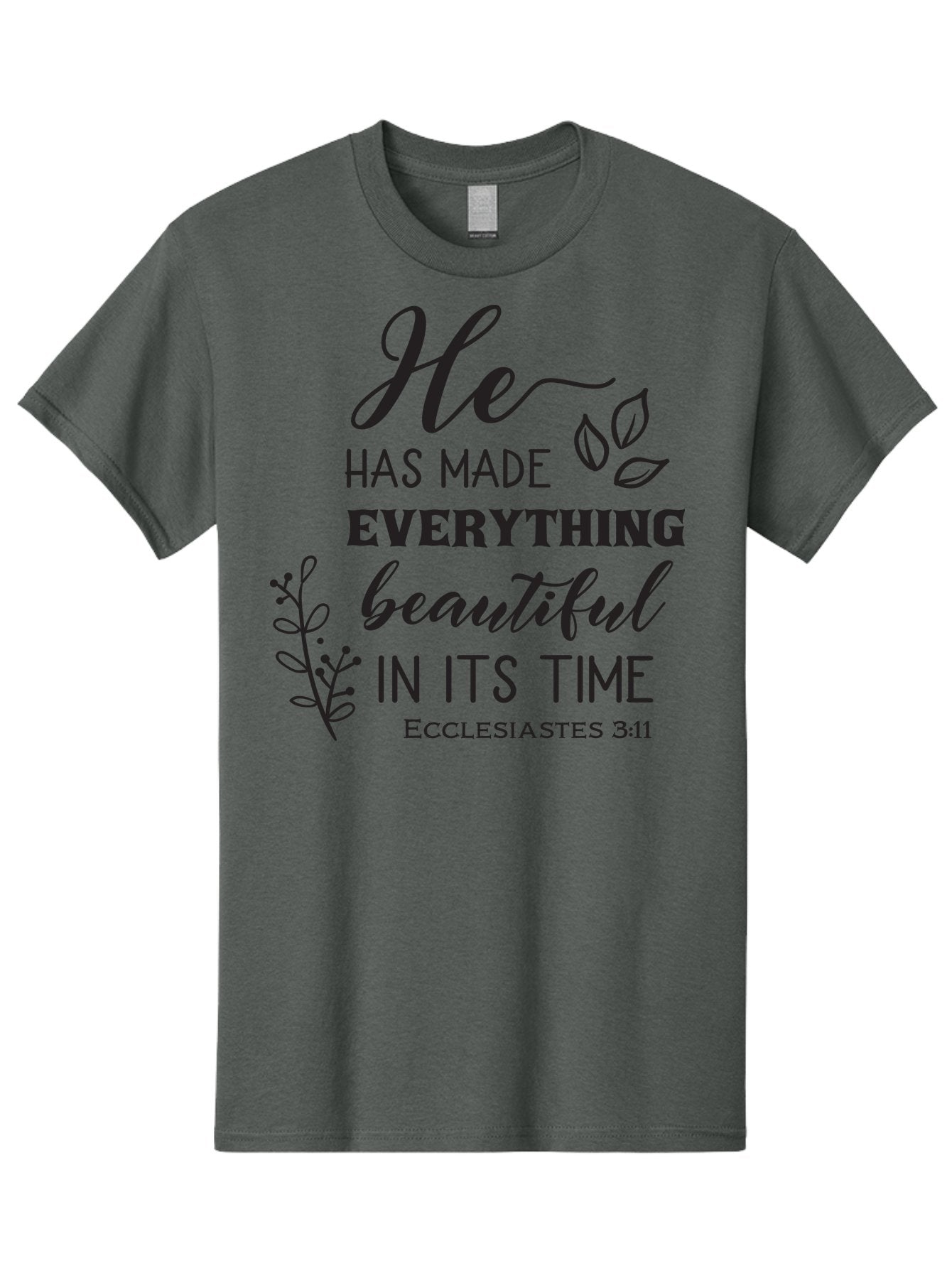 He-Has-Made-Everything-Beautiful-In-Its-Time Men'S Graphic Tee, 100% Cotton, Comfortable Casual Summer Wear, Machine Washable, Inspirational Quote, He Has Made Everything Beautiful In Its Time, Scripture Art, Floral Design, Bible Verse, Aac803 5