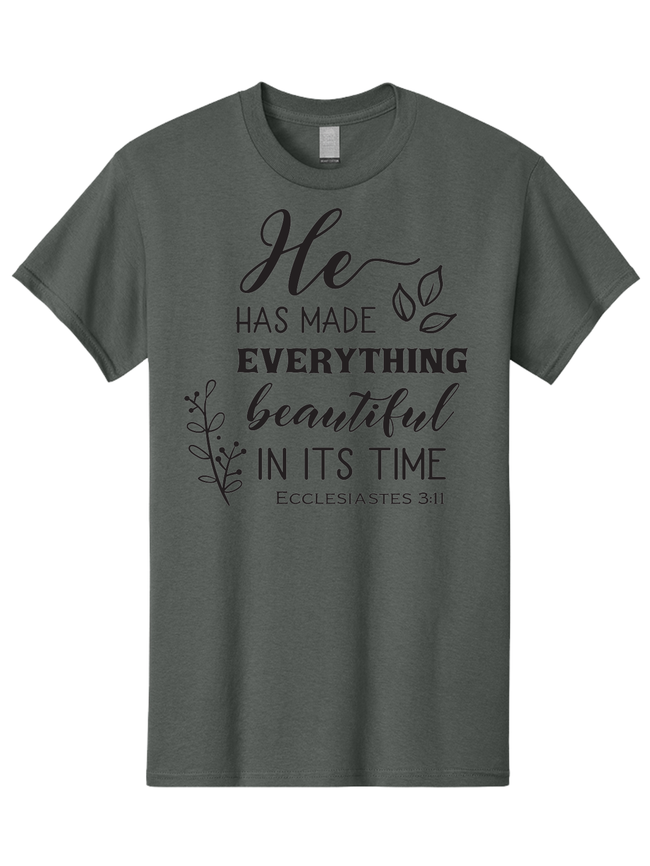 He-Has-Made-Everything-Beautiful-In-Its-Time Men'S Graphic Tee, 100% Cotton, Comfortable Casual Summer Wear, Machine Washable, Inspirational Quote, He Has Made Everything Beautiful In Its Time, Scripture Art, Floral Design, Bible Verse, Aac803 15