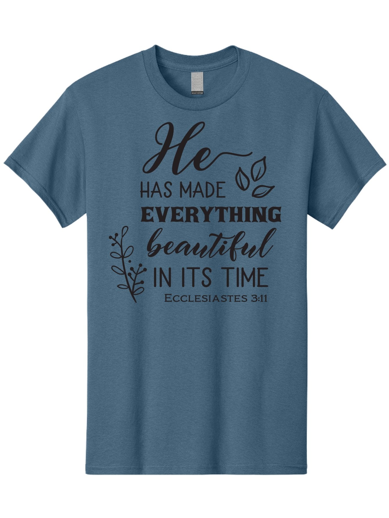 He-Has-Made-Everything-Beautiful-In-Its-Time Men'S Graphic Tee, 100% Cotton, Comfortable Casual Summer Wear, Machine Washable, Inspirational Quote, He Has Made Everything Beautiful In Its Time, Scripture Art, Floral Design, Bible Verse, Aac803 3