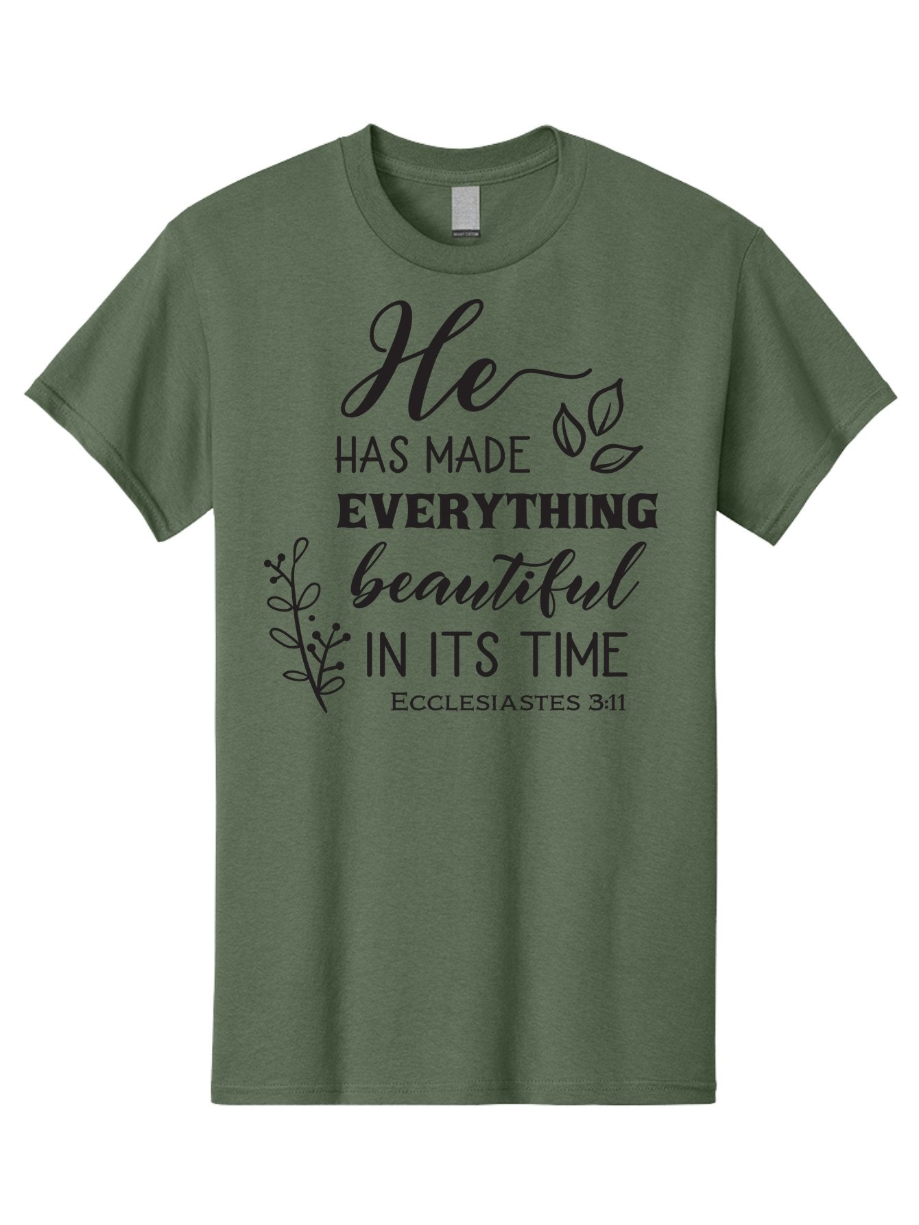 He-Has-Made-Everything-Beautiful-In-Its-Time Men'S Graphic Tee, 100% Cotton, Comfortable Casual Summer Wear, Machine Washable, Inspirational Quote, He Has Made Everything Beautiful In Its Time, Scripture Art, Floral Design, Bible Verse, Aac803 8