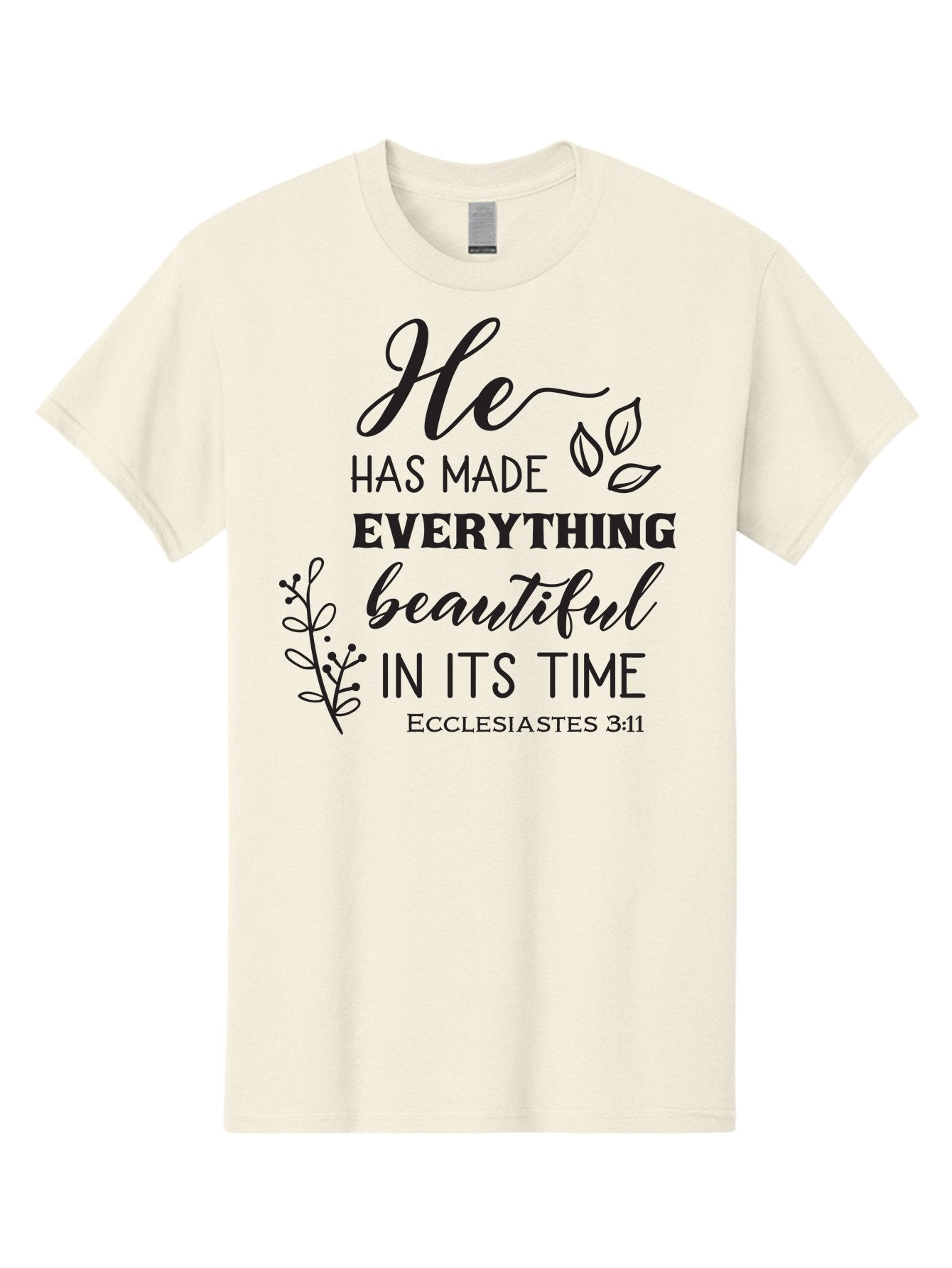 He-Has-Made-Everything-Beautiful-In-Its-Time Men'S Graphic Tee, 100% Cotton, Comfortable Casual Summer Wear, Machine Washable, Inspirational Quote, He Has Made Everything Beautiful In Its Time, Scripture Art, Floral Design, Bible Verse, Aac803 10