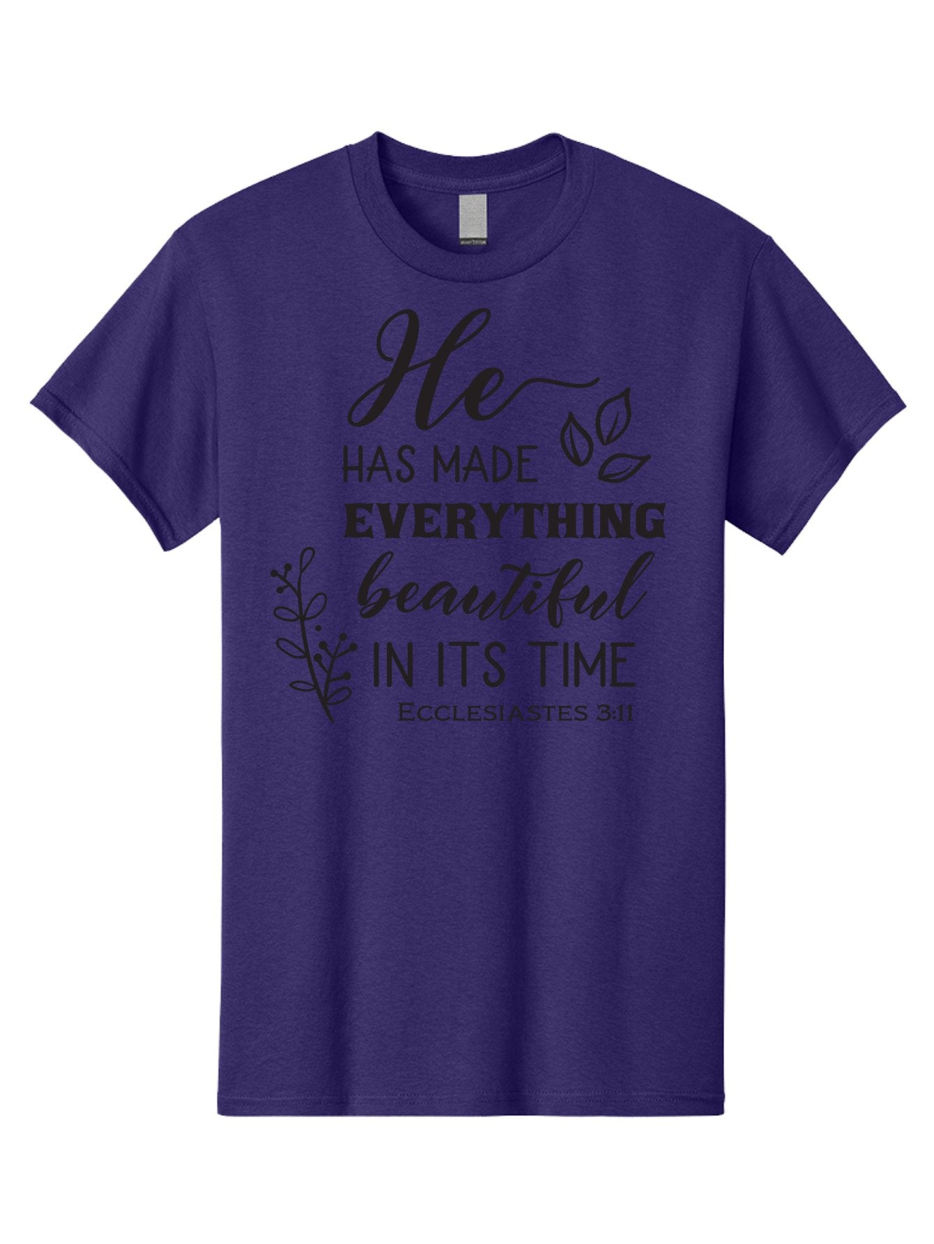 He-Has-Made-Everything-Beautiful-In-Its-Time Men'S Graphic Tee, 100% Cotton, Comfortable Casual Summer Wear, Machine Washable, Inspirational Quote, He Has Made Everything Beautiful In Its Time, Scripture Art, Floral Design, Bible Verse, Aac803 11