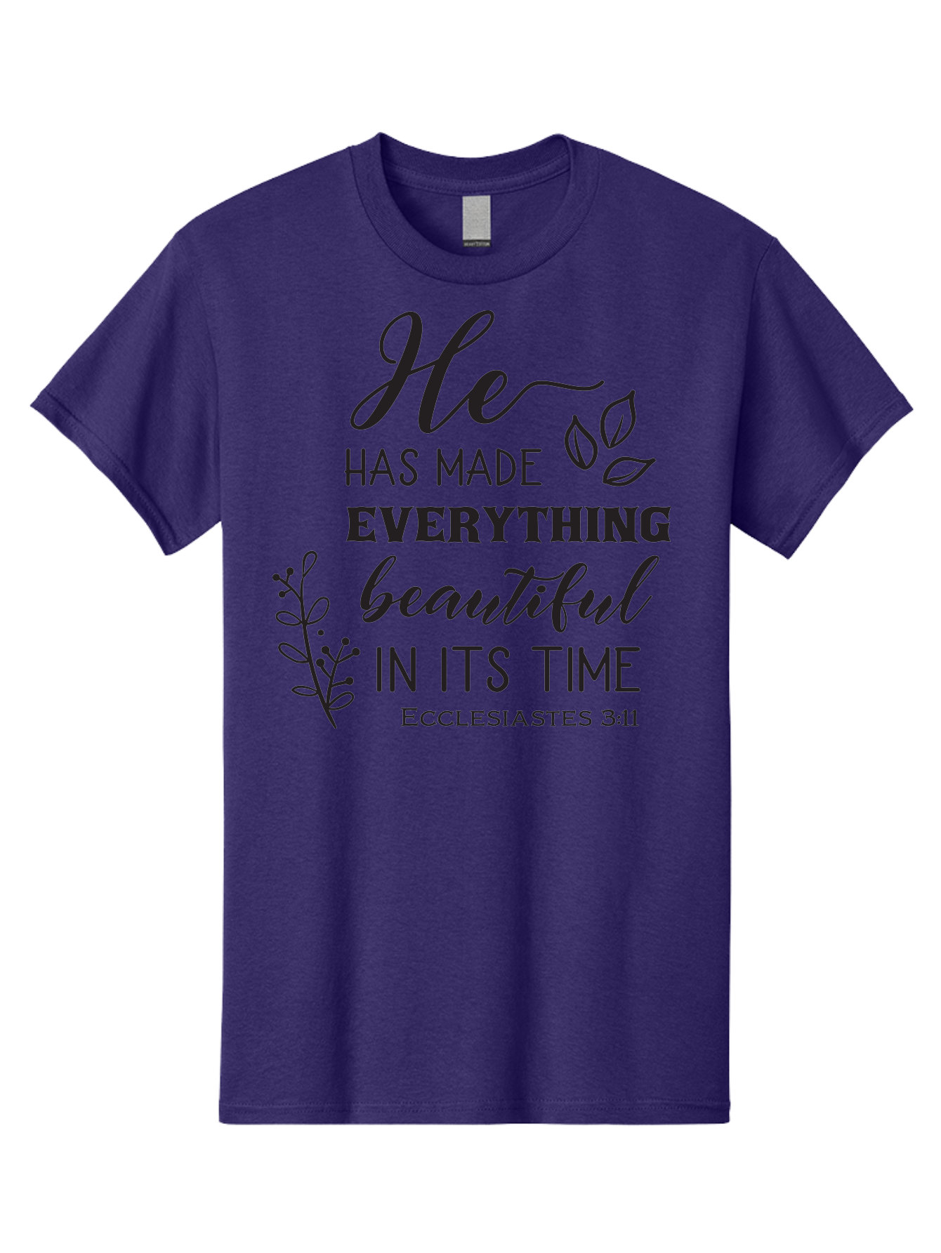 He-Has-Made-Everything-Beautiful-In-Its-Time Men'S Graphic Tee, 100% Cotton, Comfortable Casual Summer Wear, Machine Washable, Inspirational Quote, He Has Made Everything Beautiful In Its Time, Scripture Art, Floral Design, Bible Verse, Aac803 7
