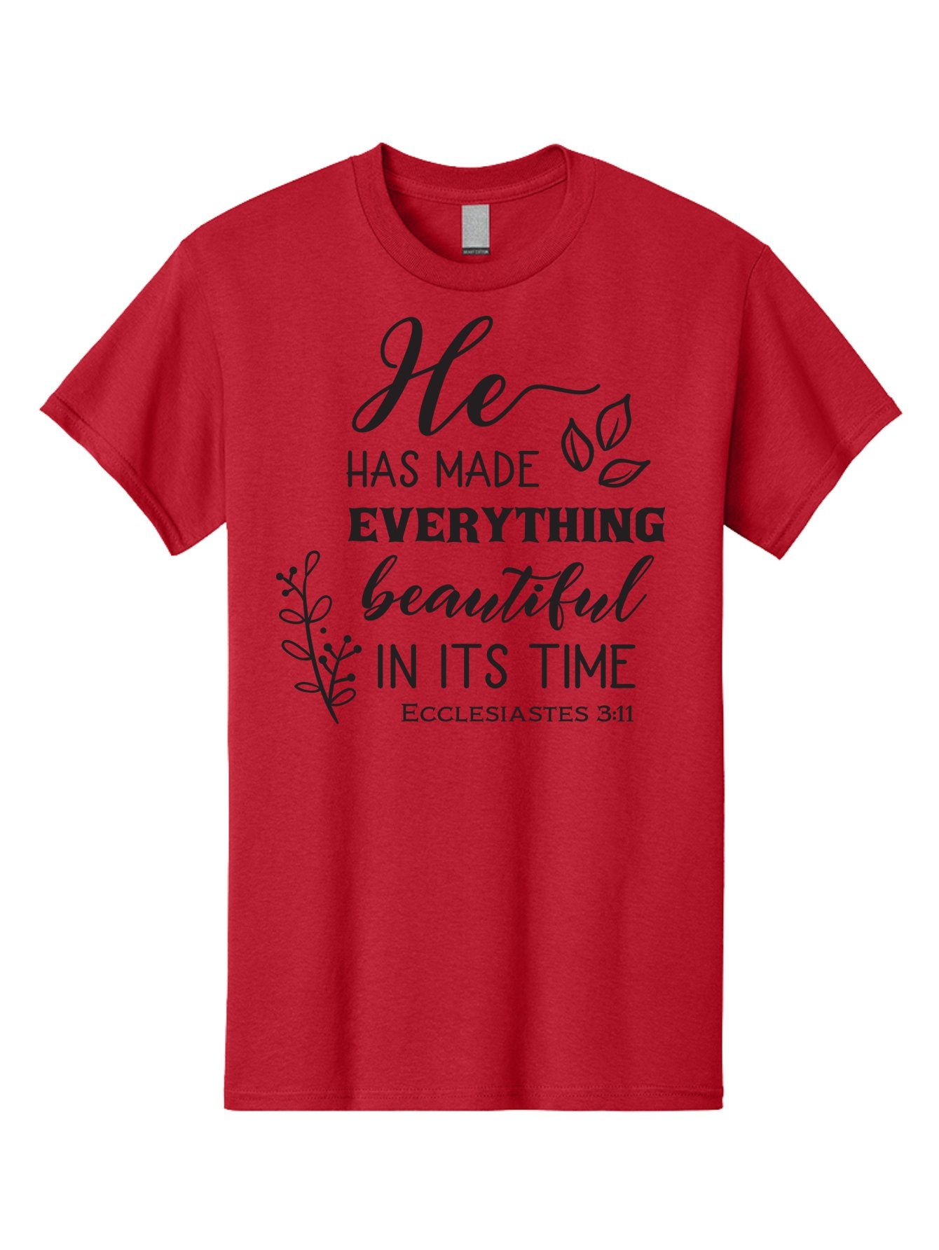 He-Has-Made-Everything-Beautiful-In-Its-Time Men'S Graphic Tee, 100% Cotton, Comfortable Casual Summer Wear, Machine Washable, Inspirational Quote, He Has Made Everything Beautiful In Its Time, Scripture Art, Floral Design, Bible Verse, Aac803 12