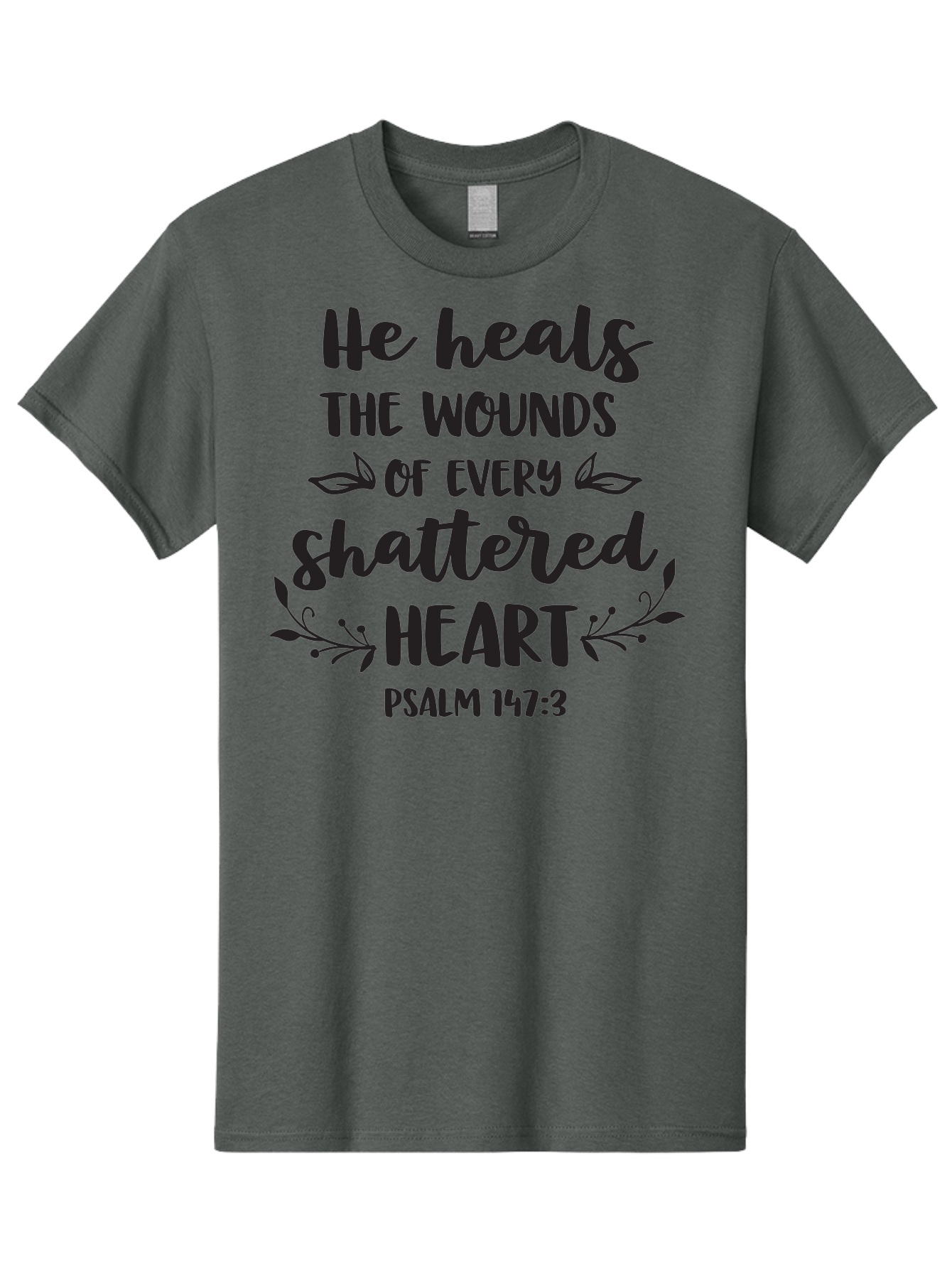 He-Heals-The-Wounds-Of-Every-Shattered-Heart-Psalm-147-3 Men'S Graphic Tee, 100% Cotton, Comfortable Casual Summer Wear, Machine Washable, Inspirational Quote, Bible Verse, Healing Scripture, Psalm 147:3, Heart Healing, Faith Based, Aac804 11