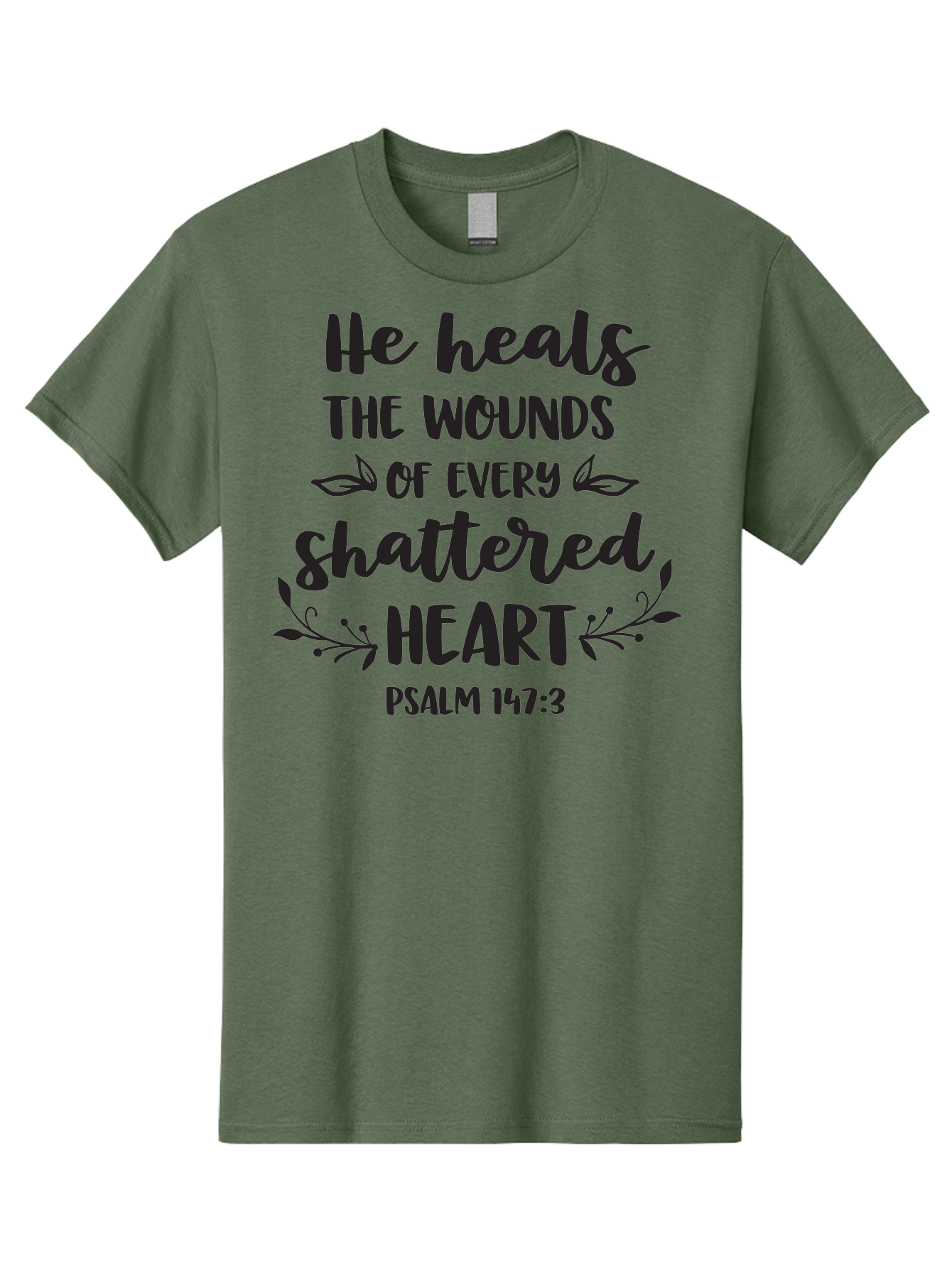 He-Heals-The-Wounds-Of-Every-Shattered-Heart-Psalm-147-3 Men'S Graphic Tee, 100% Cotton, Comfortable Casual Summer Wear, Machine Washable, Inspirational Quote, Bible Verse, Healing Scripture, Psalm 147:3, Heart Healing, Faith Based, Aac804 15