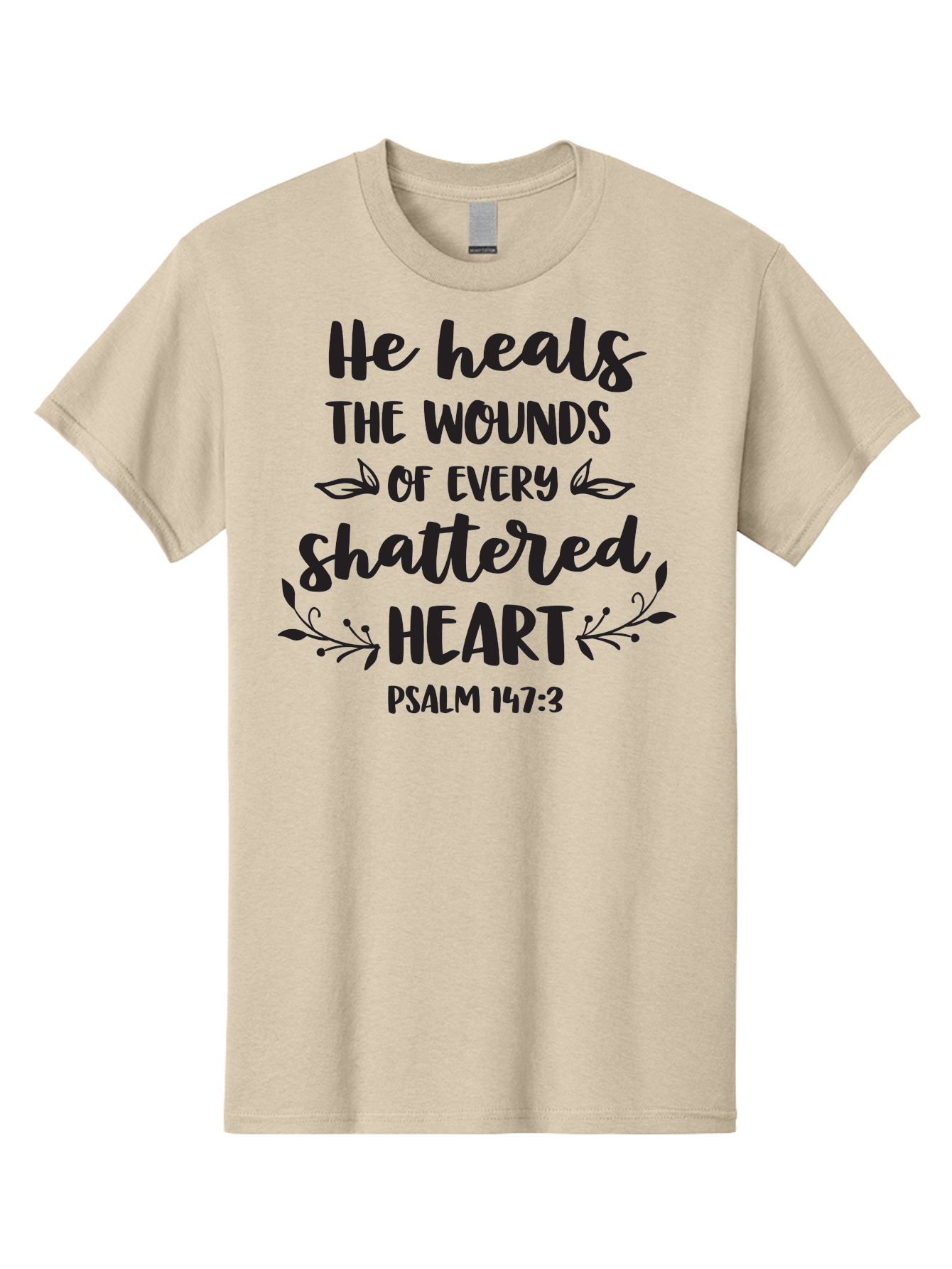 He-Heals-The-Wounds-Of-Every-Shattered-Heart-Psalm-147-3 Men'S Graphic Tee, 100% Cotton, Comfortable Casual Summer Wear, Machine Washable, Inspirational Quote, Bible Verse, Healing Scripture, Psalm 147:3, Heart Healing, Faith Based, Aac804 13