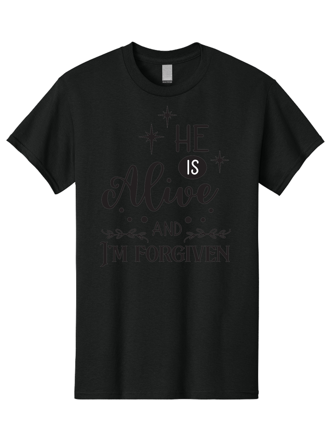 He-Is-Alive-And-I-M-Forgiven Men'S Graphic Tee, 100% Cotton, Comfortable Casual Summer Wear, Machine Washable, Inspirational Quote, Christian Message, Faith And Spirituality, Religious Text, Forgiveness And Salvation, Motivational Words, Aac805 19