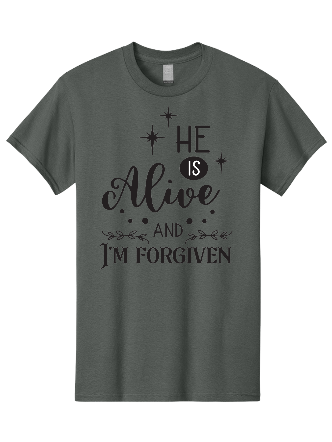 He-Is-Alive-And-I-M-Forgiven Men'S Graphic Tee, 100% Cotton, Comfortable Casual Summer Wear, Machine Washable, Inspirational Quote, Christian Message, Faith And Spirituality, Religious Text, Forgiveness And Salvation, Motivational Words, Aac805 11