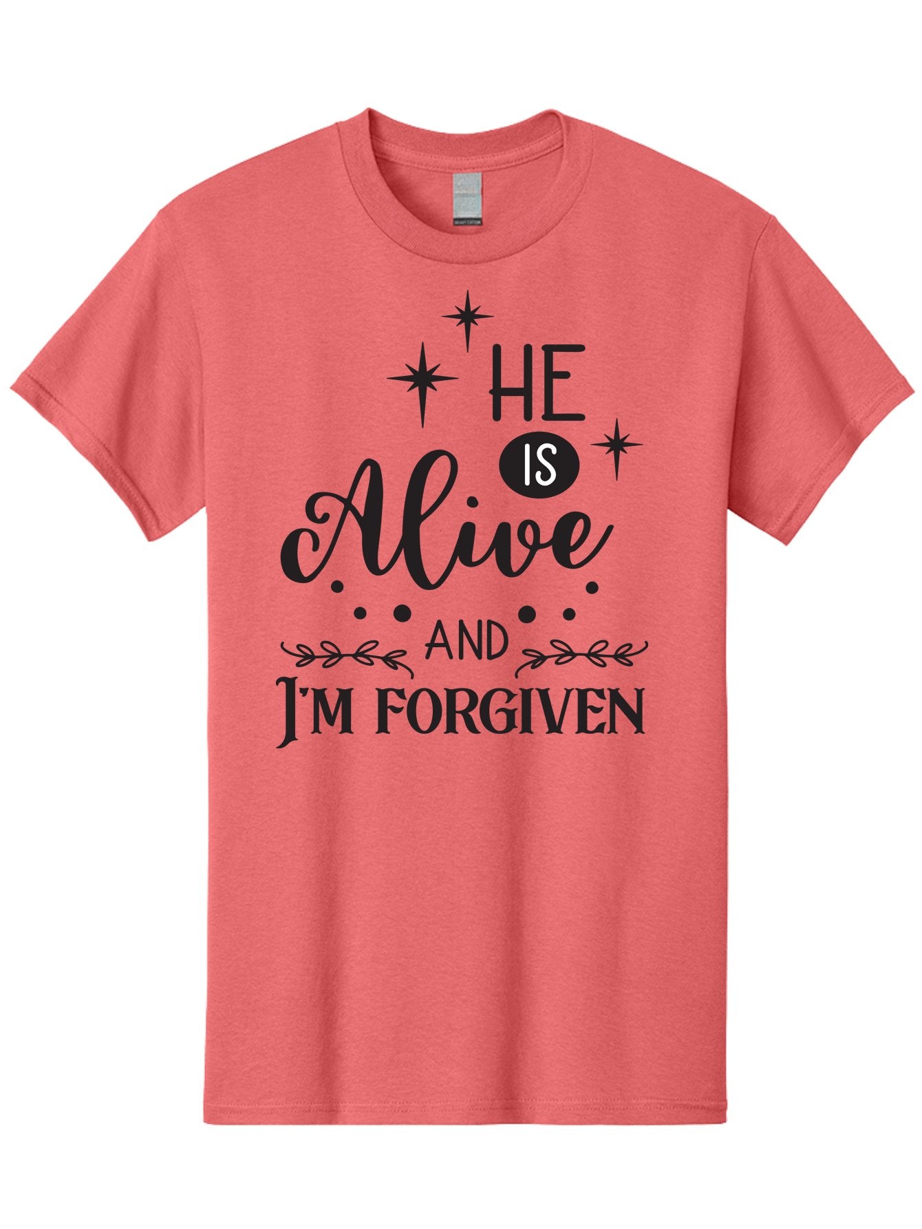 He-Is-Alive-And-I-M-Forgiven Men'S Graphic Tee, 100% Cotton, Comfortable Casual Summer Wear, Machine Washable, Inspirational Quote, Christian Message, Faith And Spirituality, Religious Text, Forgiveness And Salvation, Motivational Words, Aac805 4