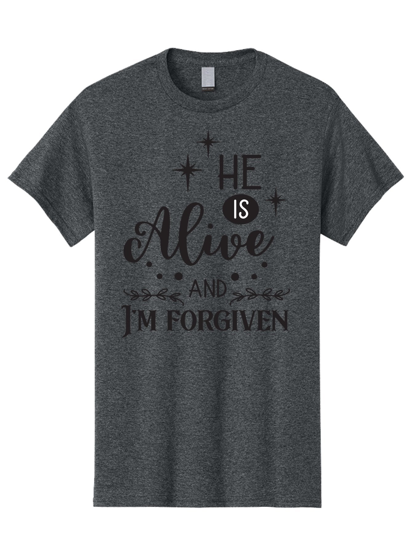 He-Is-Alive-And-I-M-Forgiven Men'S Graphic Tee, 100% Cotton, Comfortable Casual Summer Wear, Machine Washable, Inspirational Quote, Christian Message, Faith And Spirituality, Religious Text, Forgiveness And Salvation, Motivational Words, Aac805 11