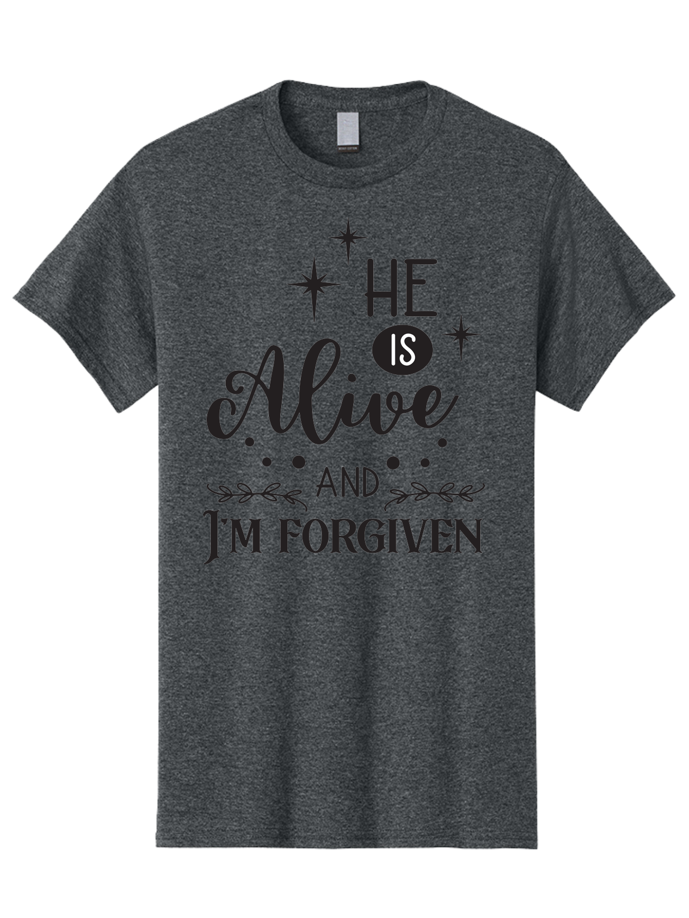 He-Is-Alive-And-I-M-Forgiven Men'S Graphic Tee, 100% Cotton, Comfortable Casual Summer Wear, Machine Washable, Inspirational Quote, Christian Message, Faith And Spirituality, Religious Text, Forgiveness And Salvation, Motivational Words, Aac805 7