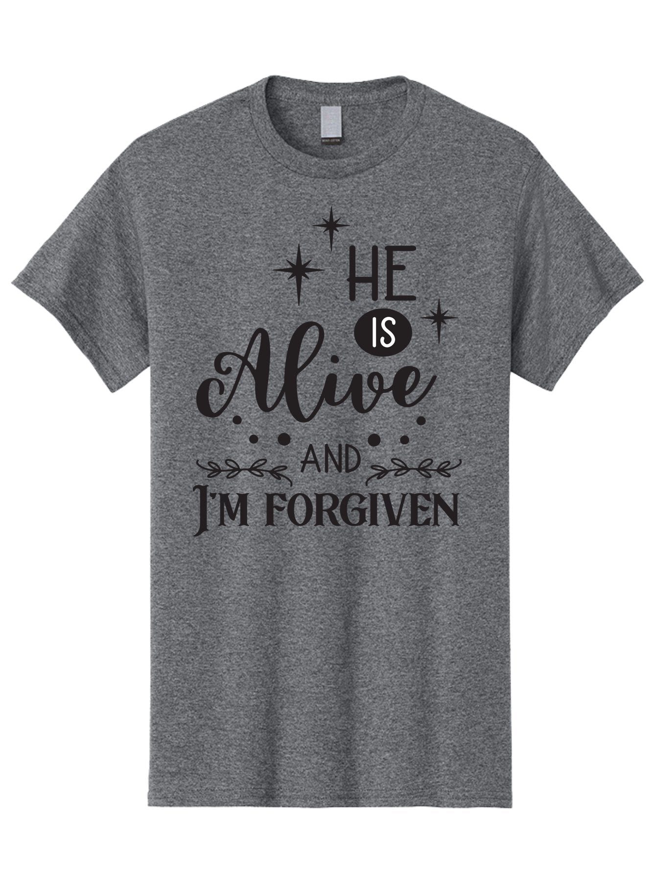 He-Is-Alive-And-I-M-Forgiven Men'S Graphic Tee, 100% Cotton, Comfortable Casual Summer Wear, Machine Washable, Inspirational Quote, Christian Message, Faith And Spirituality, Religious Text, Forgiveness And Salvation, Motivational Words, Aac805 14