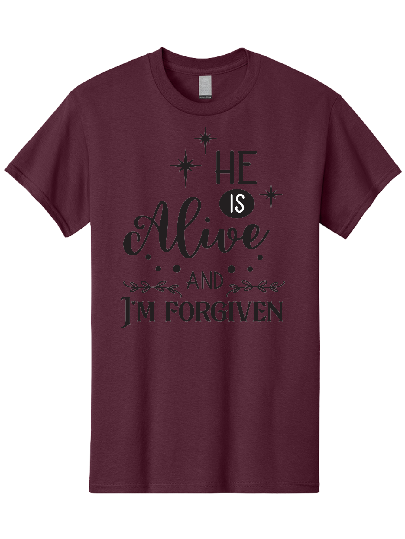 He-Is-Alive-And-I-M-Forgiven Men'S Graphic Tee, 100% Cotton, Comfortable Casual Summer Wear, Machine Washable, Inspirational Quote, Christian Message, Faith And Spirituality, Religious Text, Forgiveness And Salvation, Motivational Words, Aac805 17