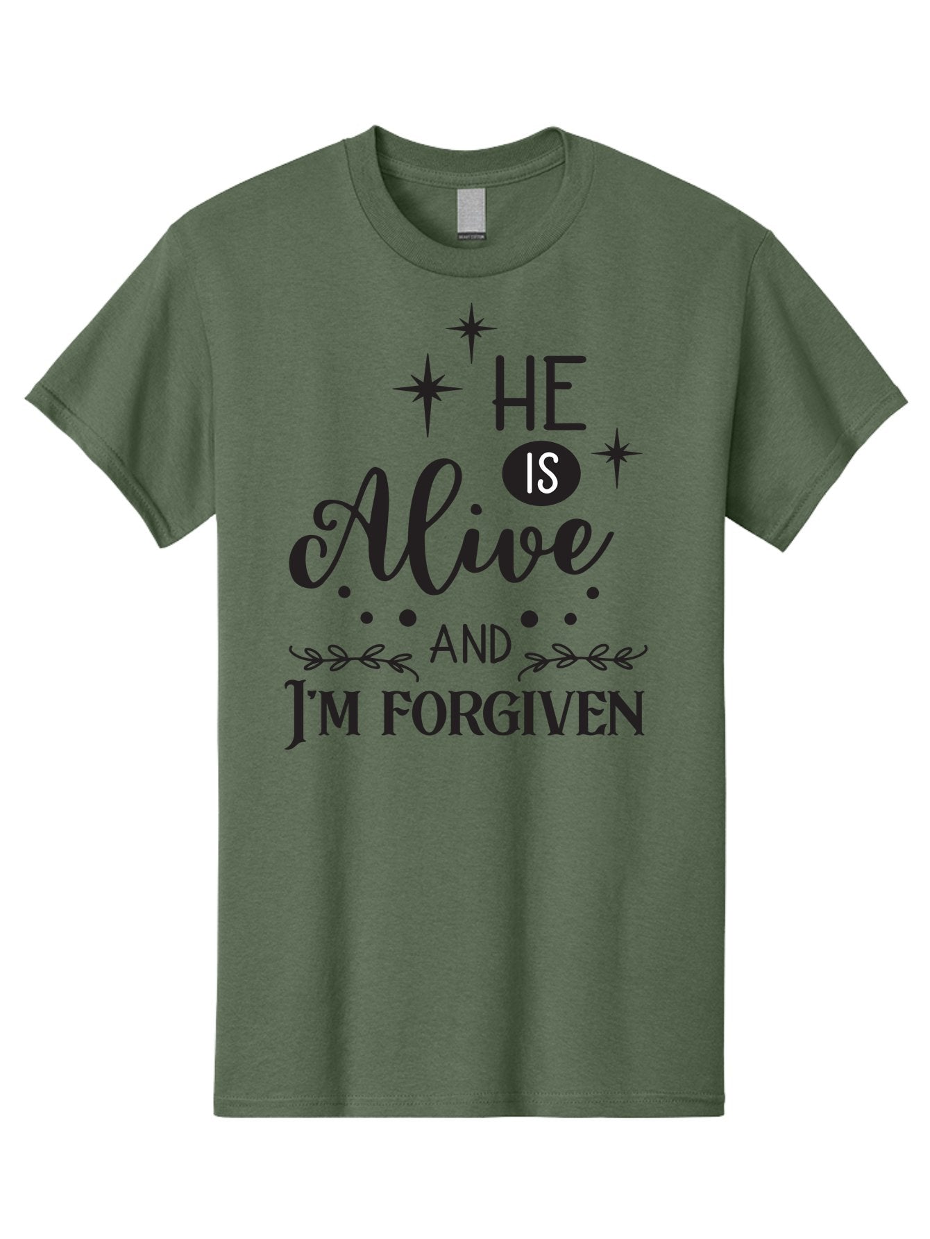 He-Is-Alive-And-I-M-Forgiven Men'S Graphic Tee, 100% Cotton, Comfortable Casual Summer Wear, Machine Washable, Inspirational Quote, Christian Message, Faith And Spirituality, Religious Text, Forgiveness And Salvation, Motivational Words, Aac805 6