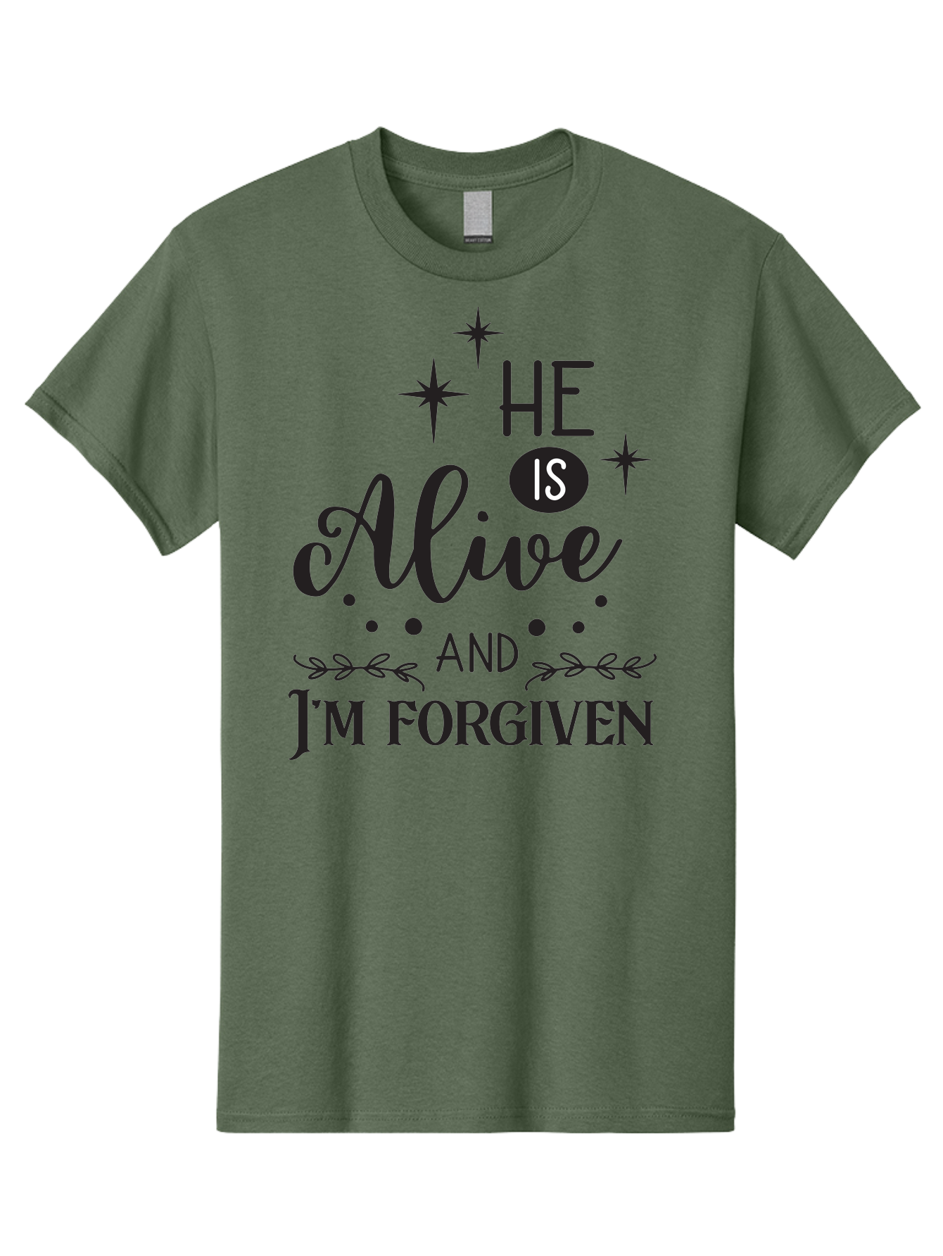 He-Is-Alive-And-I-M-Forgiven Men'S Graphic Tee, 100% Cotton, Comfortable Casual Summer Wear, Machine Washable, Inspirational Quote, Christian Message, Faith And Spirituality, Religious Text, Forgiveness And Salvation, Motivational Words, Aac805 13