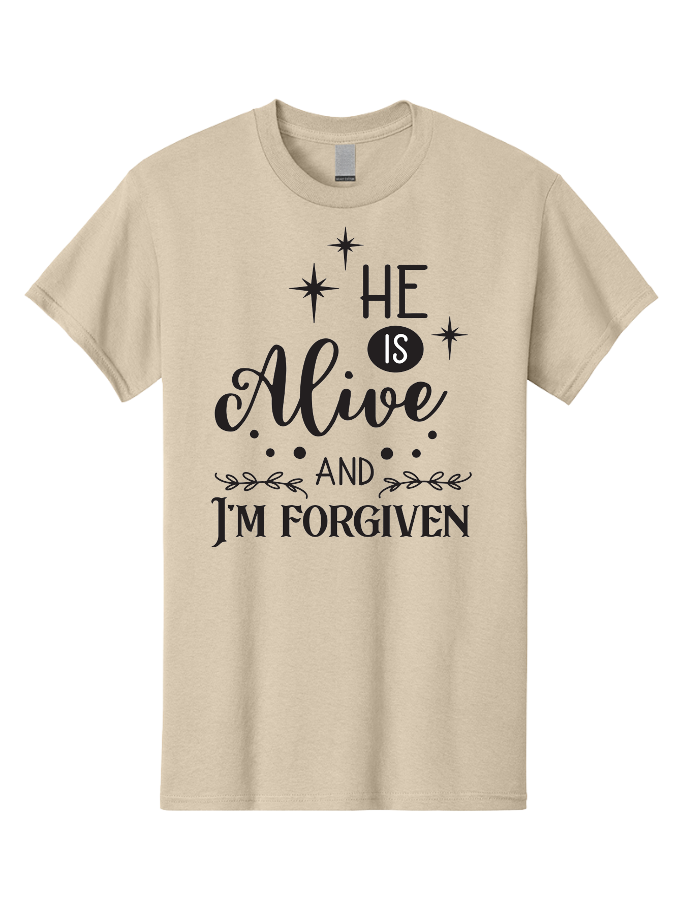 He-Is-Alive-And-I-M-Forgiven Men'S Graphic Tee, 100% Cotton, Comfortable Casual Summer Wear, Machine Washable, Inspirational Quote, Christian Message, Faith And Spirituality, Religious Text, Forgiveness And Salvation, Motivational Words, Aac805 21