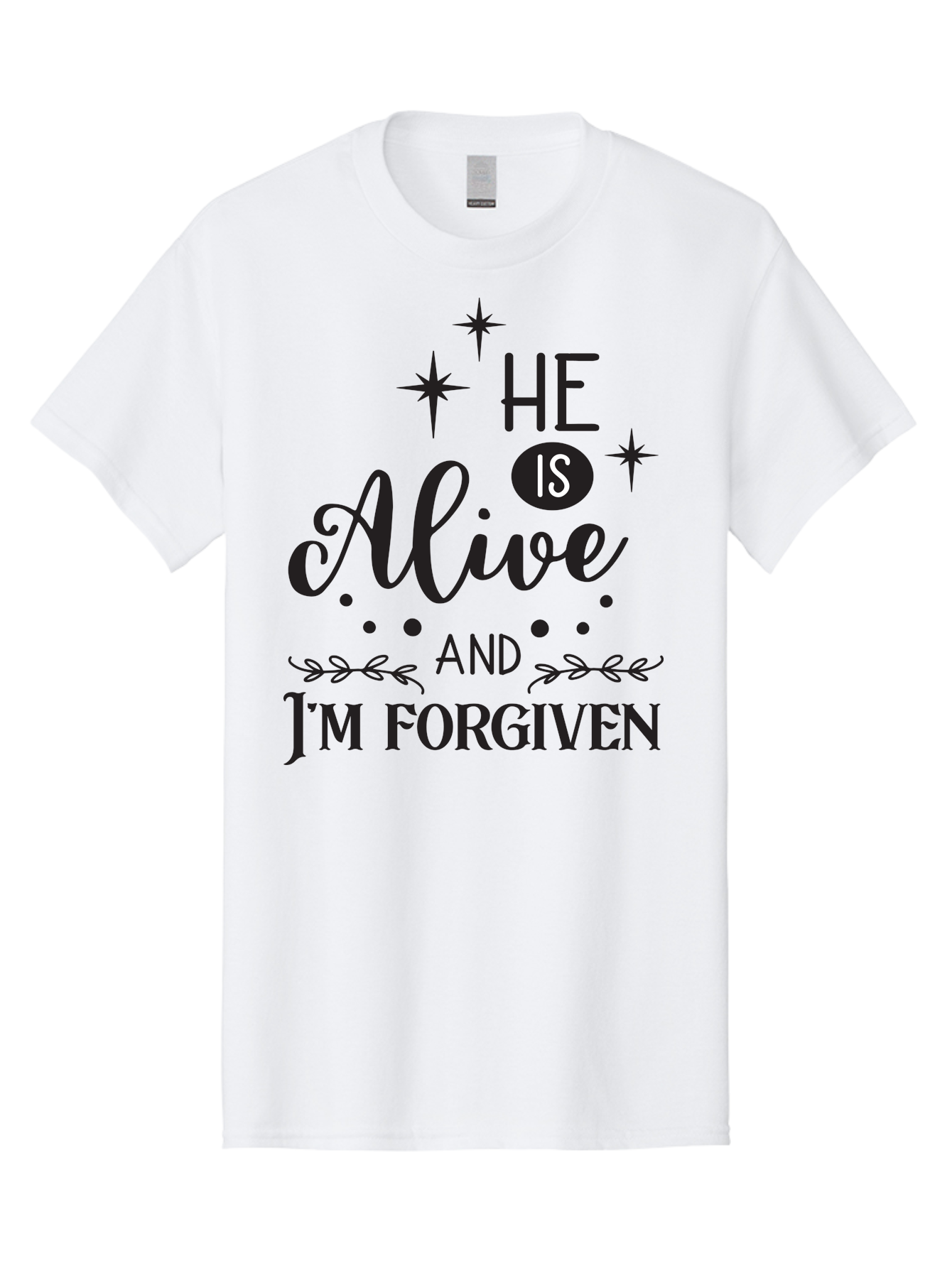 He-Is-Alive-And-I-M-Forgiven Men'S Graphic Tee, 100% Cotton, Comfortable Casual Summer Wear, Machine Washable, Inspirational Quote, Christian Message, Faith And Spirituality, Religious Text, Forgiveness And Salvation, Motivational Words, Aac805 5