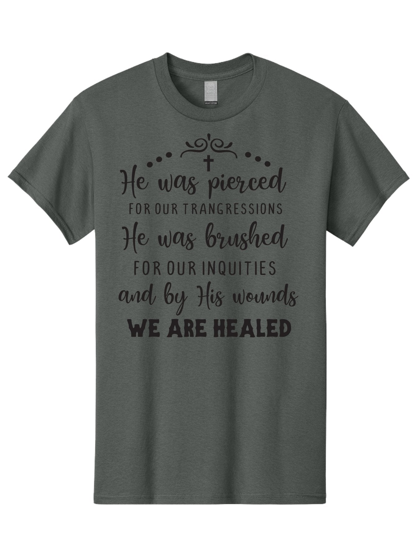 He-Was-Pierced Men'S Graphic Tee, 100% Cotton, Comfortable Casual Summer Wear, Machine Washable, Christian Inspirational Quote, Biblical Scripture, Faith Healing, Jesus Christ, Spiritual Growth, Hope And Redemption, Biblical Verse, Aac807 13