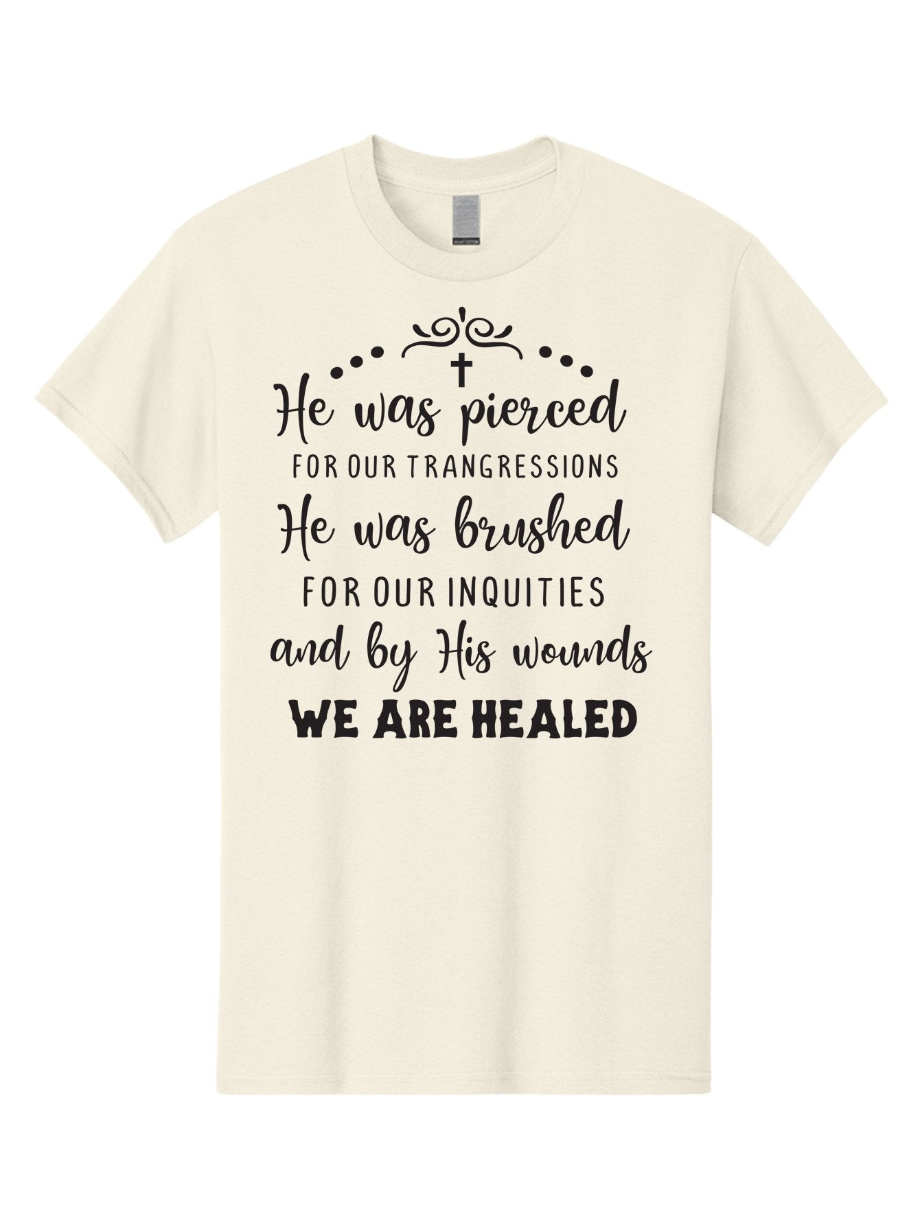 He-Was-Pierced Men'S Graphic Tee, 100% Cotton, Comfortable Casual Summer Wear, Machine Washable, Christian Inspirational Quote, Biblical Scripture, Faith Healing, Jesus Christ, Spiritual Growth, Hope And Redemption, Biblical Verse, Aac807 8