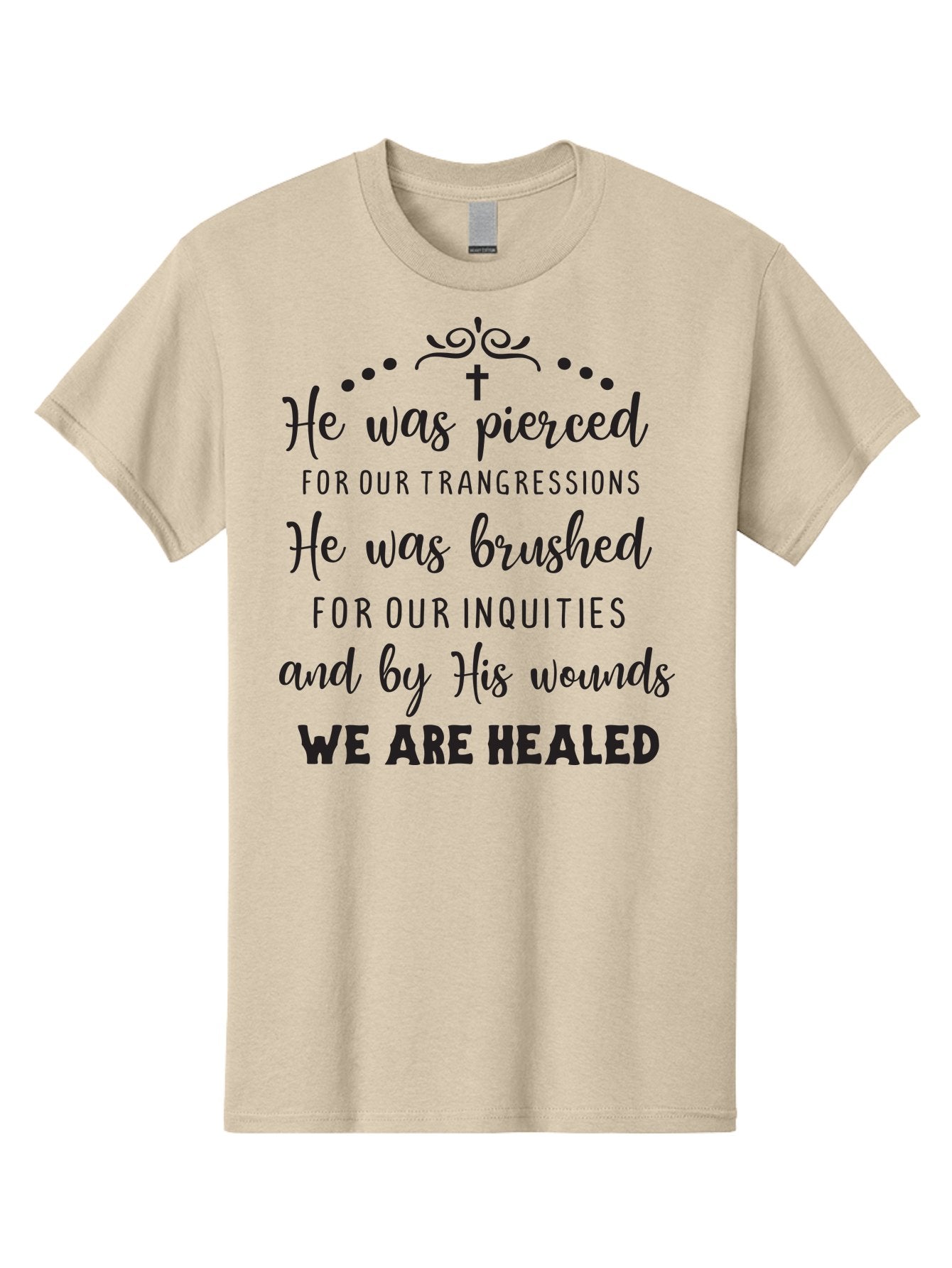 He-Was-Pierced Men'S Graphic Tee, 100% Cotton, Comfortable Casual Summer Wear, Machine Washable, Christian Inspirational Quote, Biblical Scripture, Faith Healing, Jesus Christ, Spiritual Growth, Hope And Redemption, Biblical Verse, Aac807 10