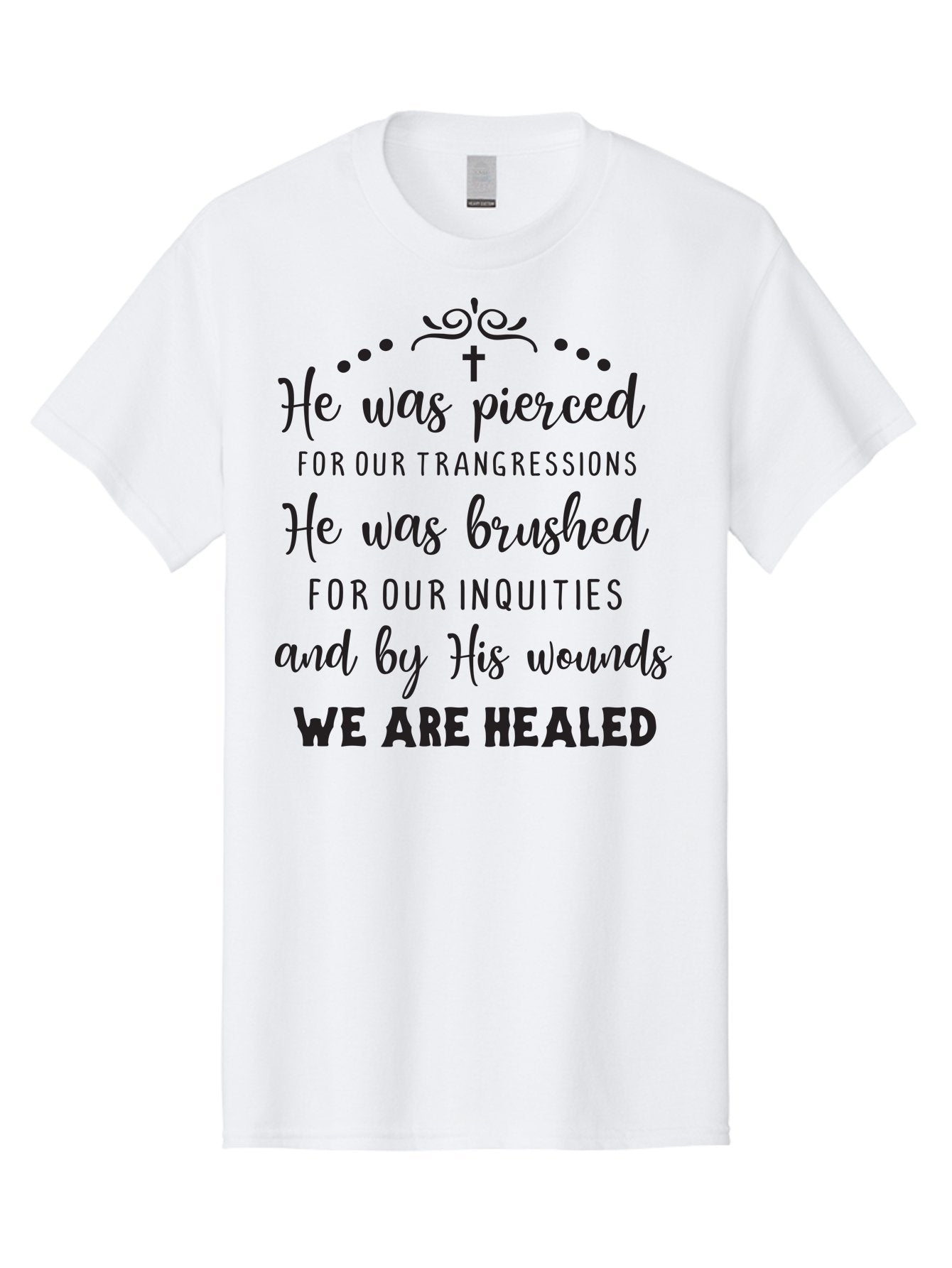 He-Was-Pierced Men'S Graphic Tee, 100% Cotton, Comfortable Casual Summer Wear, Machine Washable, Christian Inspirational Quote, Biblical Scripture, Faith Healing, Jesus Christ, Spiritual Growth, Hope And Redemption, Biblical Verse, Aac807 12