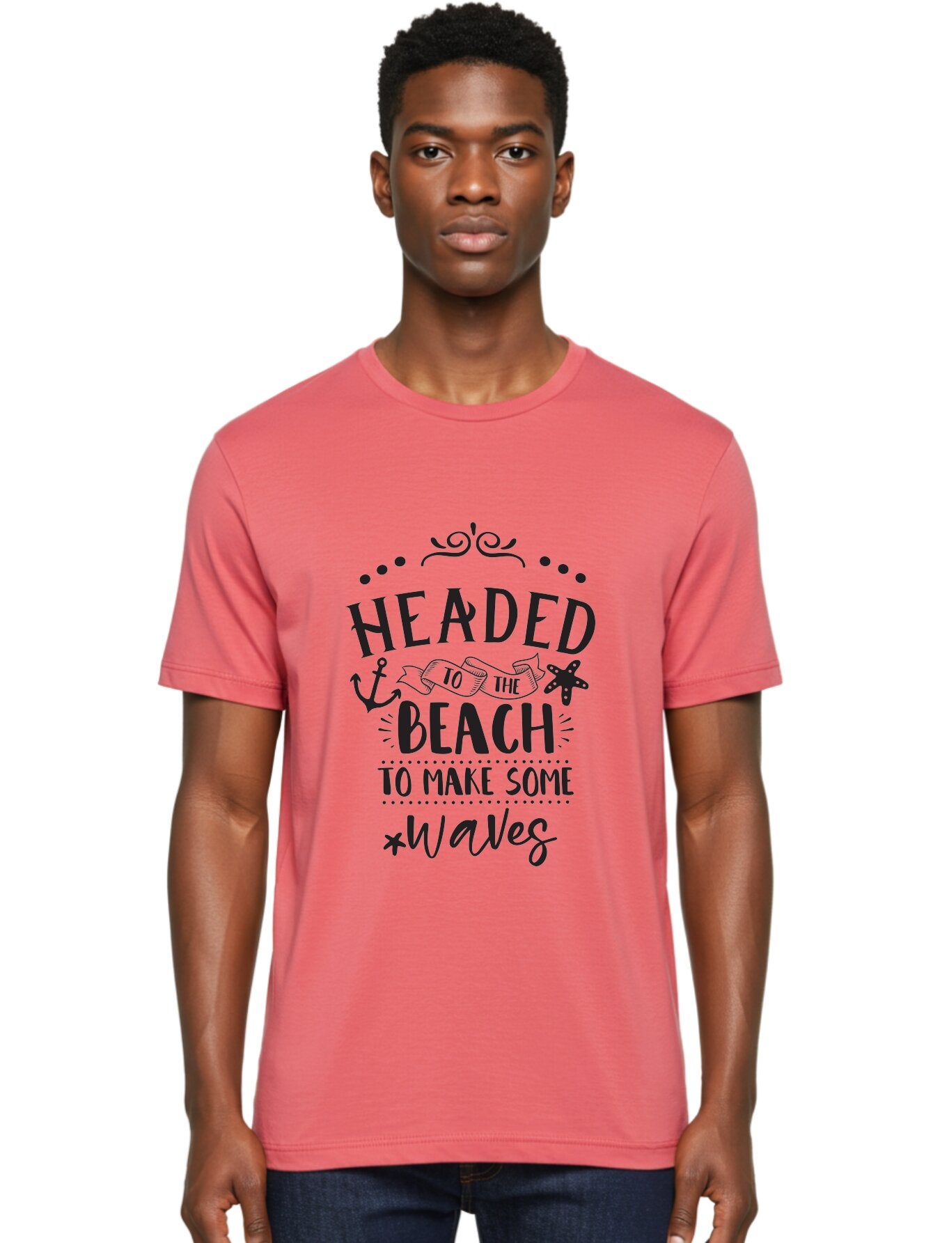 Headed-To-The-Beach Men'S Graphic Tee, 100% Cotton, Comfortable Casual Summer Wear, Machine Washable, Beach Inspiration, Ocean Quotes, Beachy Vibes, Coastal Style, Nautical Theme, Waves Inspiration, Anchor Symbol, Starfish Icon, Fun Quotes, Aac808 24