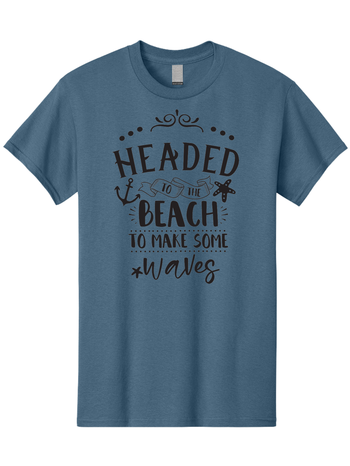 Headed-To-The-Beach Men'S Graphic Tee, 100% Cotton, Comfortable Casual Summer Wear, Machine Washable, Beach Inspiration, Ocean Quotes, Beachy Vibes, Coastal Style, Nautical Theme, Waves Inspiration, Anchor Symbol, Starfish Icon, Fun Quotes, Aac808
