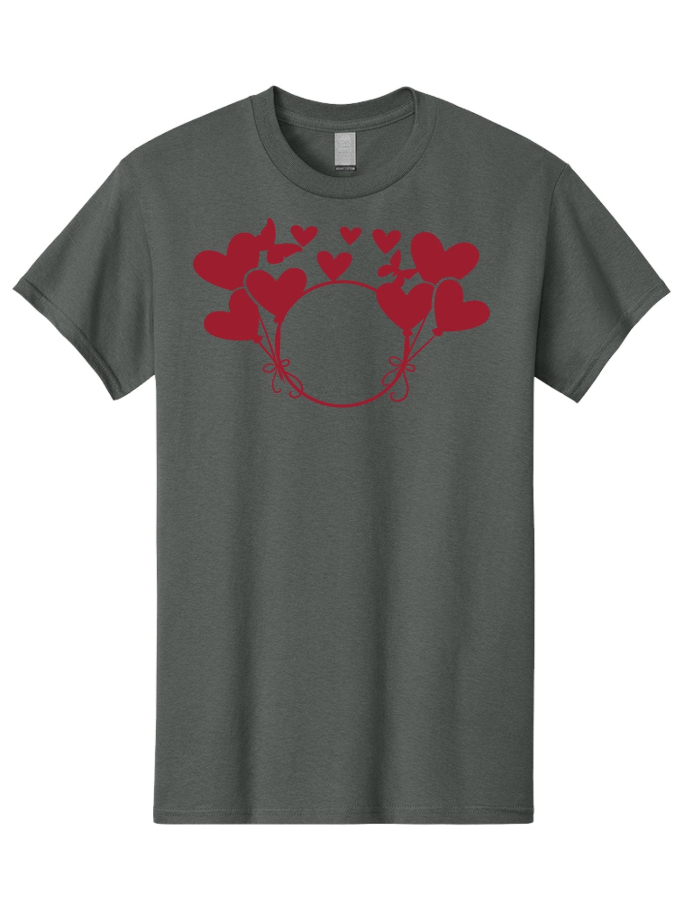 Heart-Wreath Men'S Graphic Tee, 100% Cotton, Comfortable Casual Summer Wear, Machine Washable, Heart-Shaped Frame, Floral Wreath, Red Hearts, Love Symbol, Decorative Border, Heart Design, Romantic Theme, Valentines Day Aac810 5