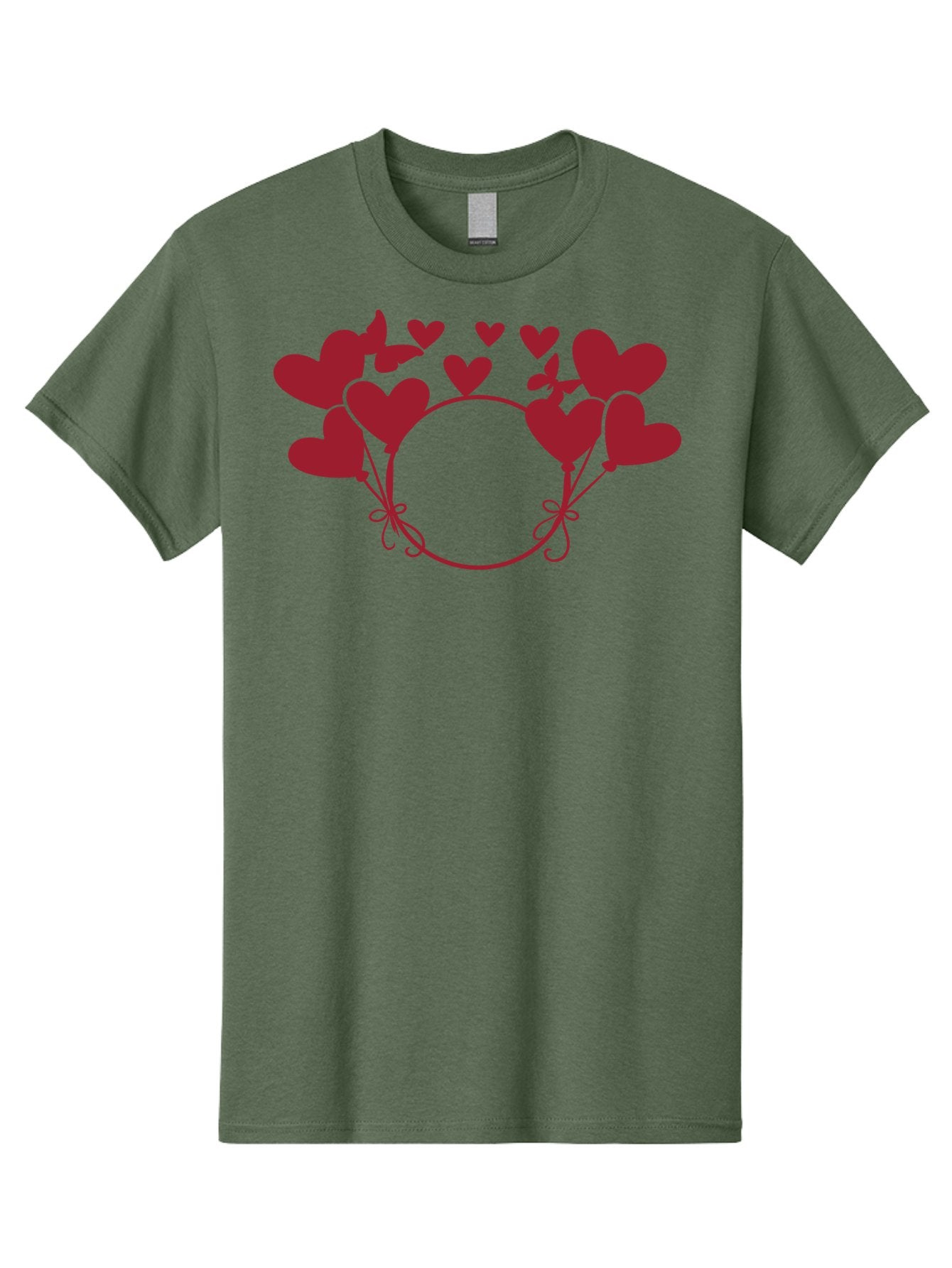 Heart-Wreath Men'S Graphic Tee, 100% Cotton, Comfortable Casual Summer Wear, Machine Washable, Heart-Shaped Frame, Floral Wreath, Red Hearts, Love Symbol, Decorative Border, Heart Design, Romantic Theme, Valentines Day Aac810 9