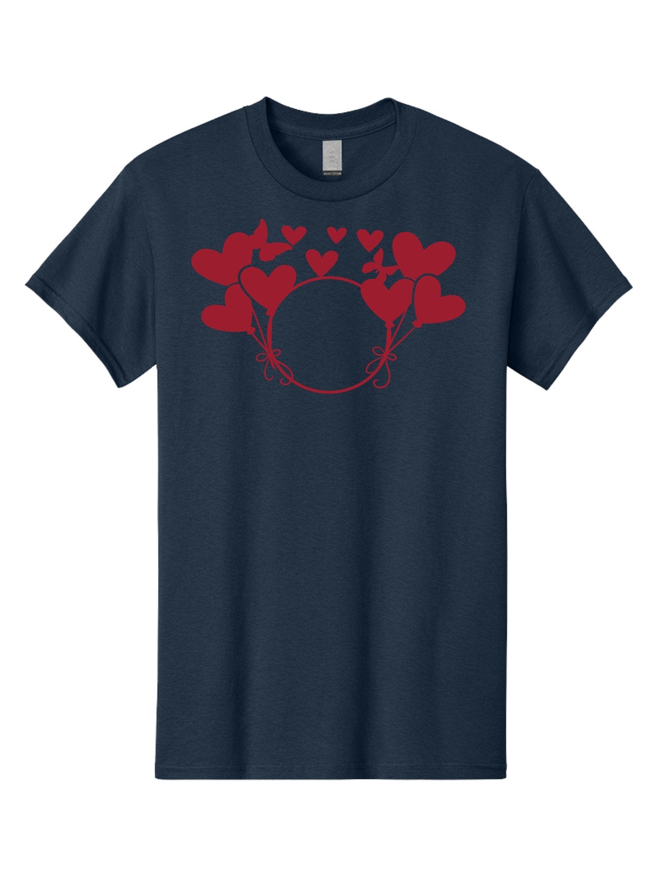 Heart-Wreath Men'S Graphic Tee, 100% Cotton, Comfortable Casual Summer Wear, Machine Washable, Heart-Shaped Frame, Floral Wreath, Red Hearts, Love Symbol, Decorative Border, Heart Design, Romantic Theme, Valentines Day Aac810