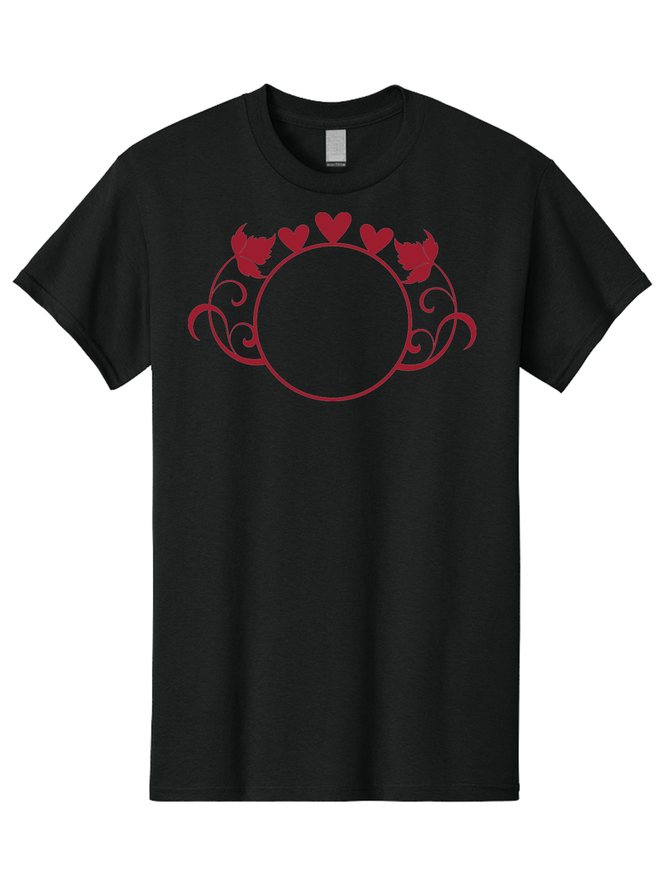 Hearts-And-Leaves-Circle Men'S Graphic Tee, 100% Cotton, Comfortable Casual Summer Wear, Machine Washable, Red Hearts, Leaves, Floral Frame, Decorative Border, Valentines Day Theme, Romantic Design, Elegant Frame, Love Symbol, Heart Shaped, Aac811 3
