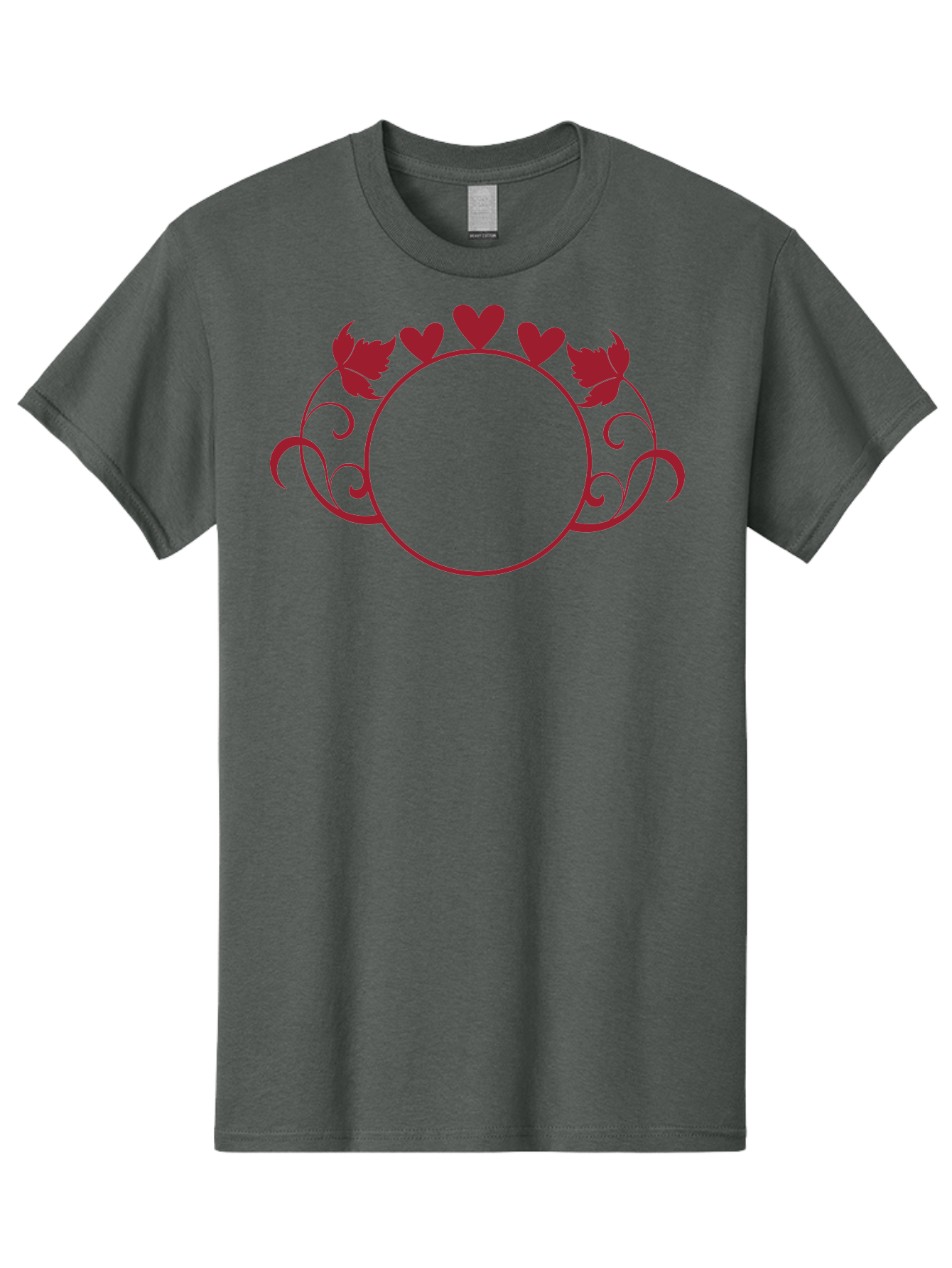 Hearts-And-Leaves-Circle Men'S Graphic Tee, 100% Cotton, Comfortable Casual Summer Wear, Machine Washable, Red Hearts, Leaves, Floral Frame, Decorative Border, Valentines Day Theme, Romantic Design, Elegant Frame, Love Symbol, Heart Shaped, Aac811 27