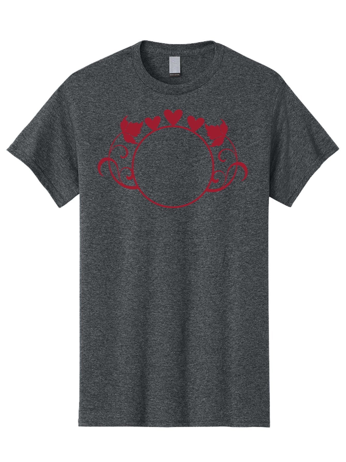 Hearts-And-Leaves-Circle Men'S Graphic Tee, 100% Cotton, Comfortable Casual Summer Wear, Machine Washable, Red Hearts, Leaves, Floral Frame, Decorative Border, Valentines Day Theme, Romantic Design, Elegant Frame, Love Symbol, Heart Shaped, Aac811 13