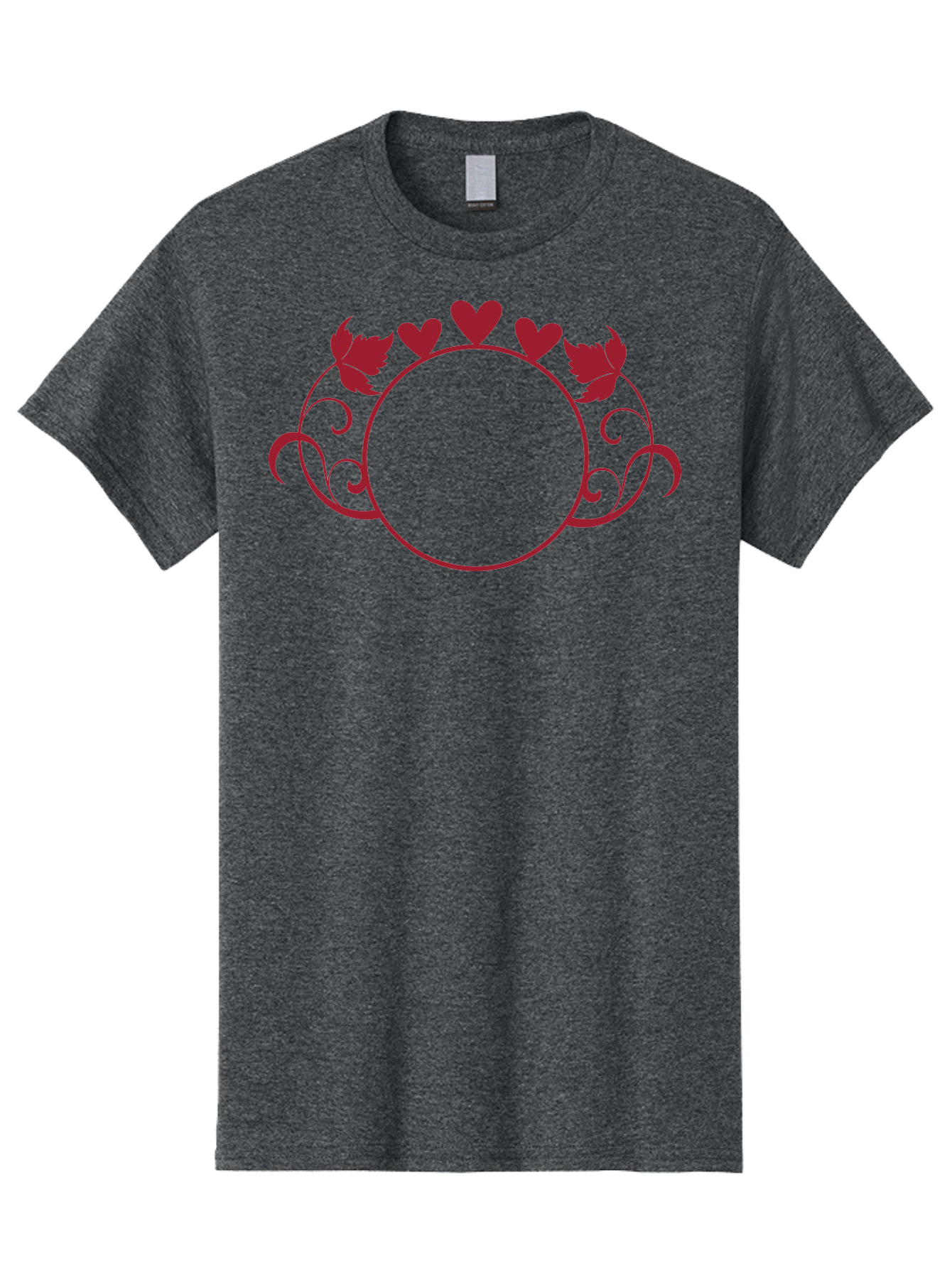 Hearts-And-Leaves-Circle Men'S Graphic Tee, 100% Cotton, Comfortable Casual Summer Wear, Machine Washable, Red Hearts, Leaves, Floral Frame, Decorative Border, Valentines Day Theme, Romantic Design, Elegant Frame, Love Symbol, Heart Shaped, Aac811 29